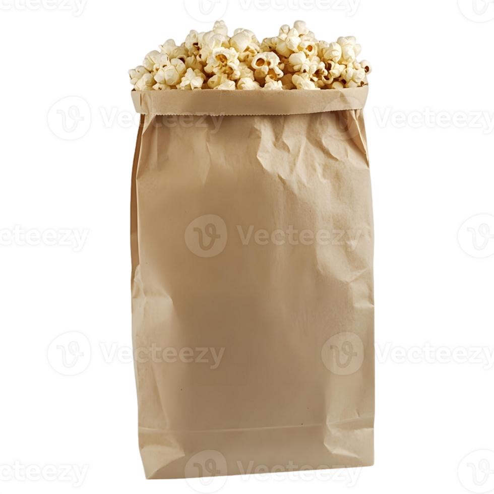 Tasty buttery popcorn packed in a paper bag png