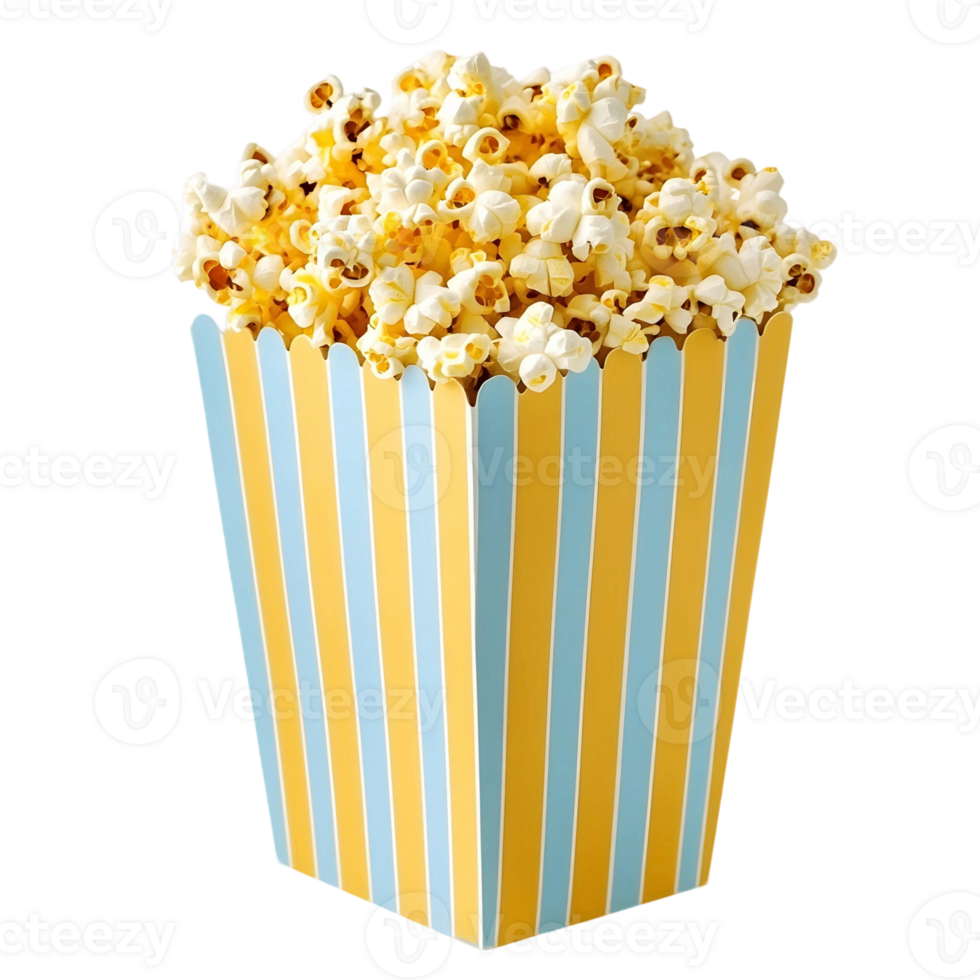 Crispy buttery popcorn in a convenient paper bag png