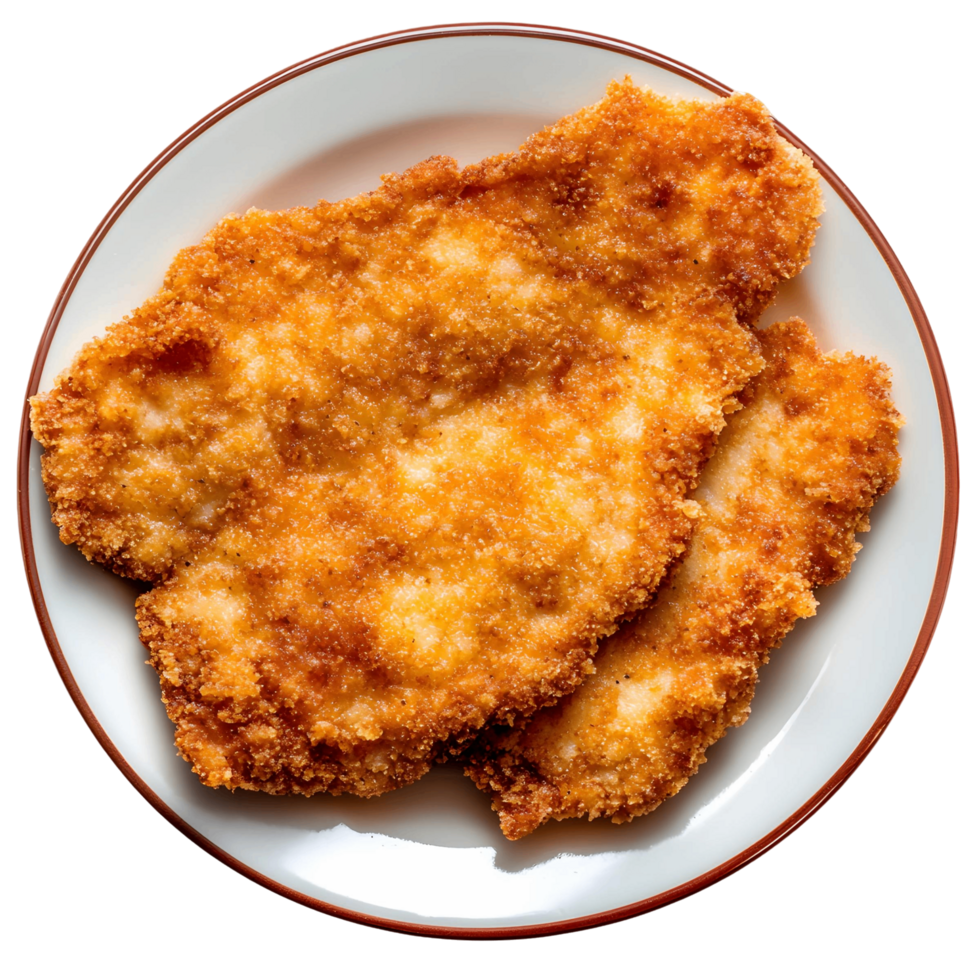 Plate of crispy tonkatsu breaded pork cutlet png