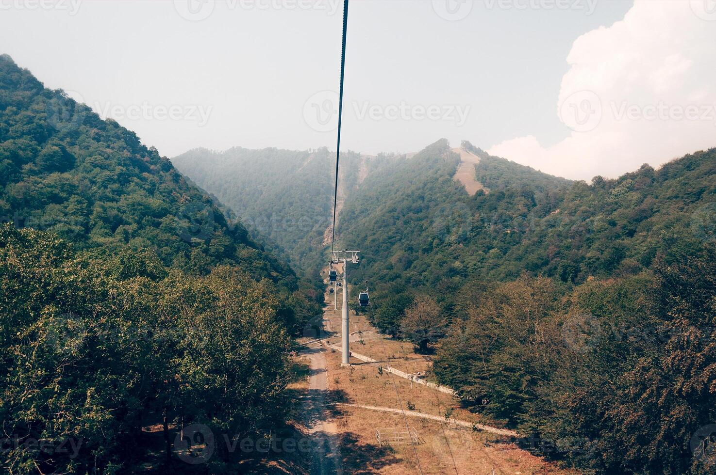 Landscape of mountains, big mountain range in haze summer photo