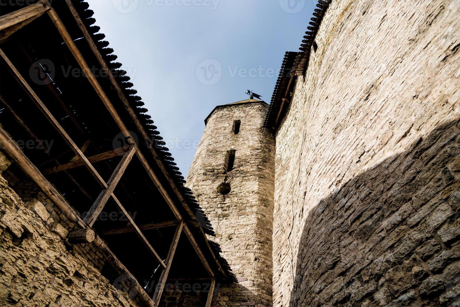 Fortress old lovely town, stone landmark heritage, fortification building landscape photo