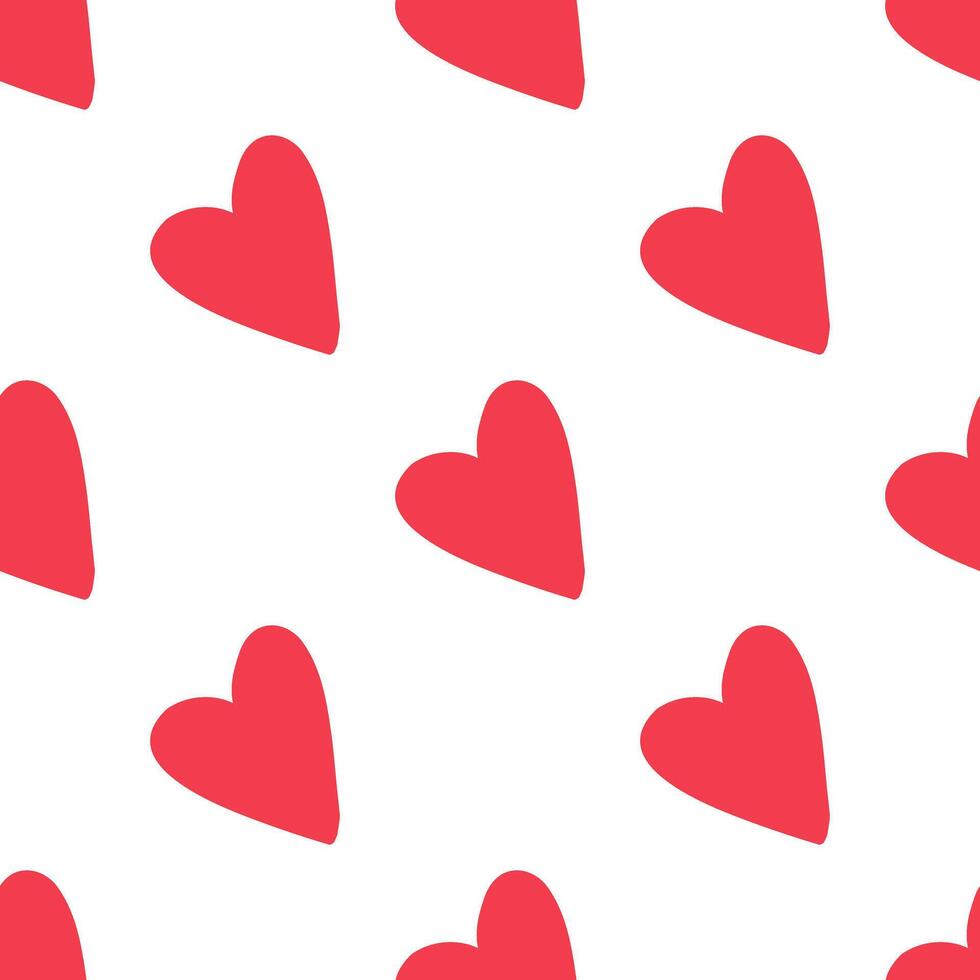 Minimal seamless pattern with red hearts on white background vector