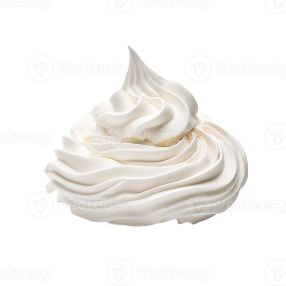 Swirled White Whipped Cream Dollop Isolated on Transparent Background png