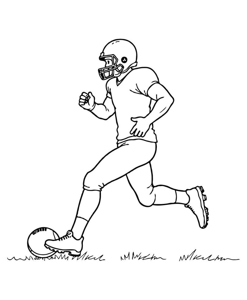 american football player running in the field. vector
