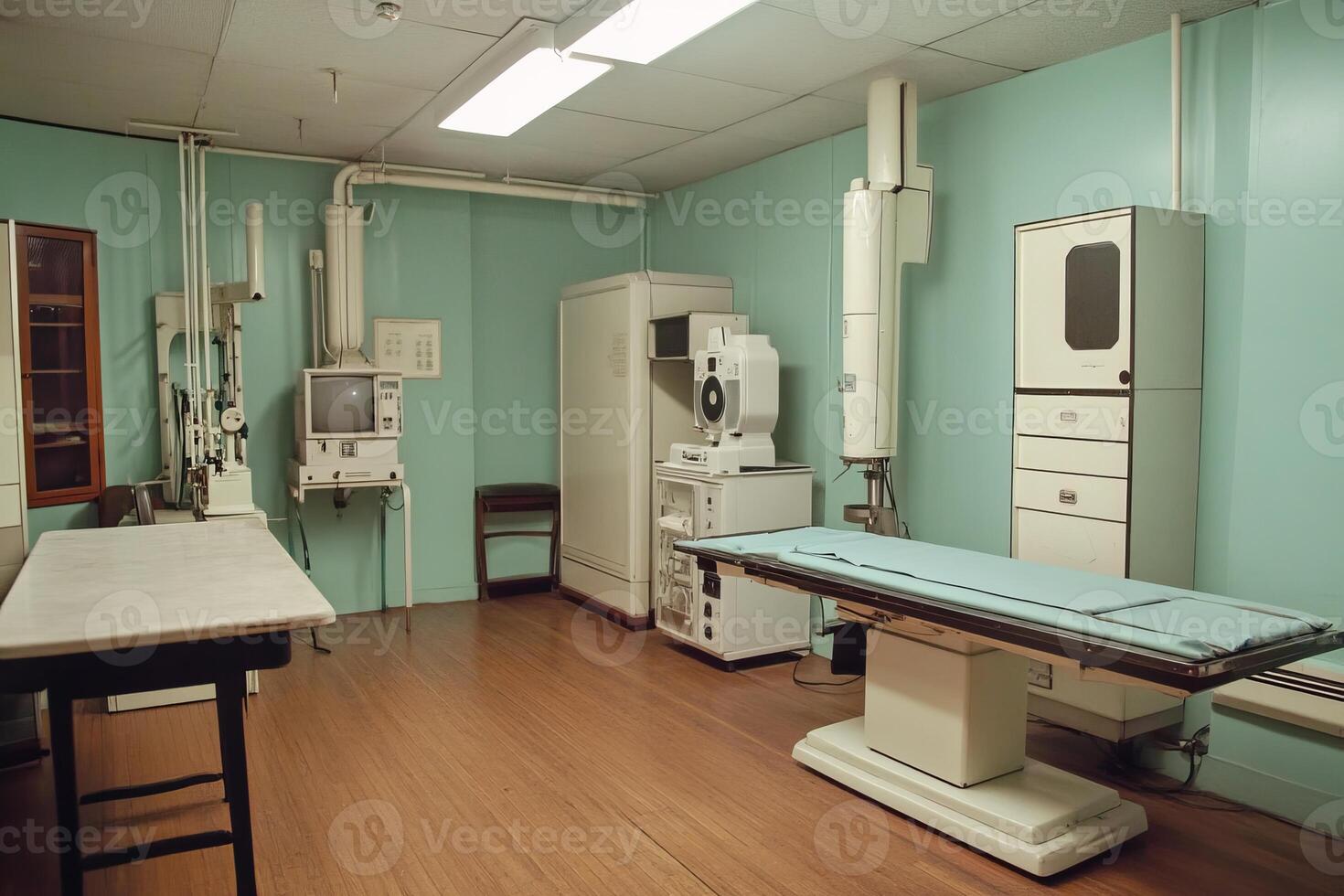 Embark on an exploration of a vintage radiology room that showcases early Xray machines and diverse medical equipment from the 1920s, ideal for indepth historical studies and curiosity photo