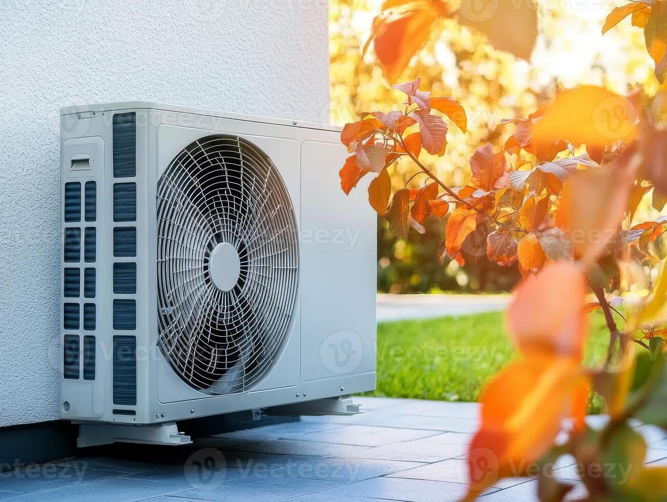 This highly efficient outdoor heat pump effectively regulates home temperatures, ensuring optimal comfort while promoting sustainable living practices and ecofriendliness for a better future photo