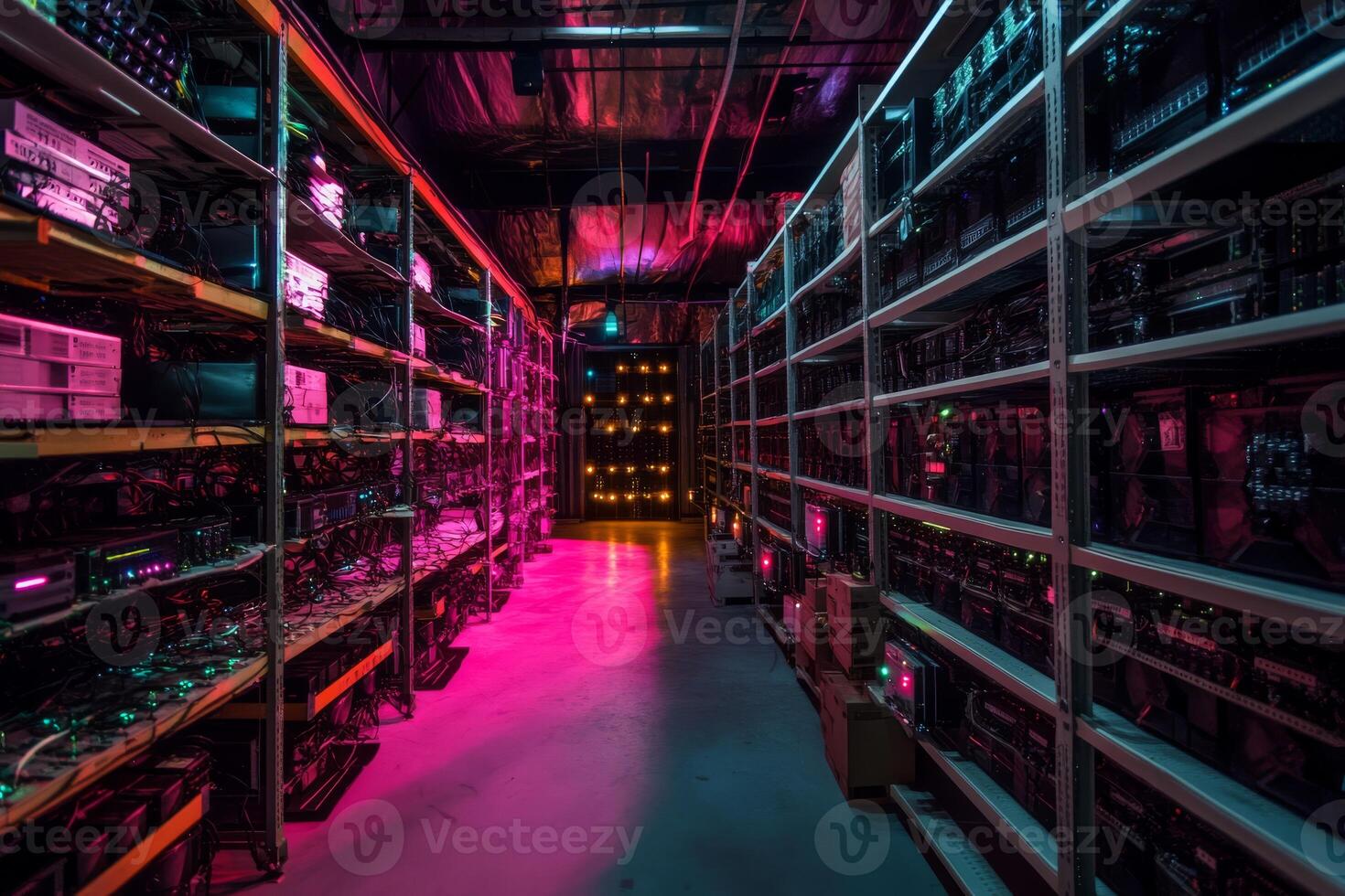 A modern server room with multiple racks is vital for efficient data processing and cryptocurrency mining, ensuring optimal performance and effective data management across applications photo
