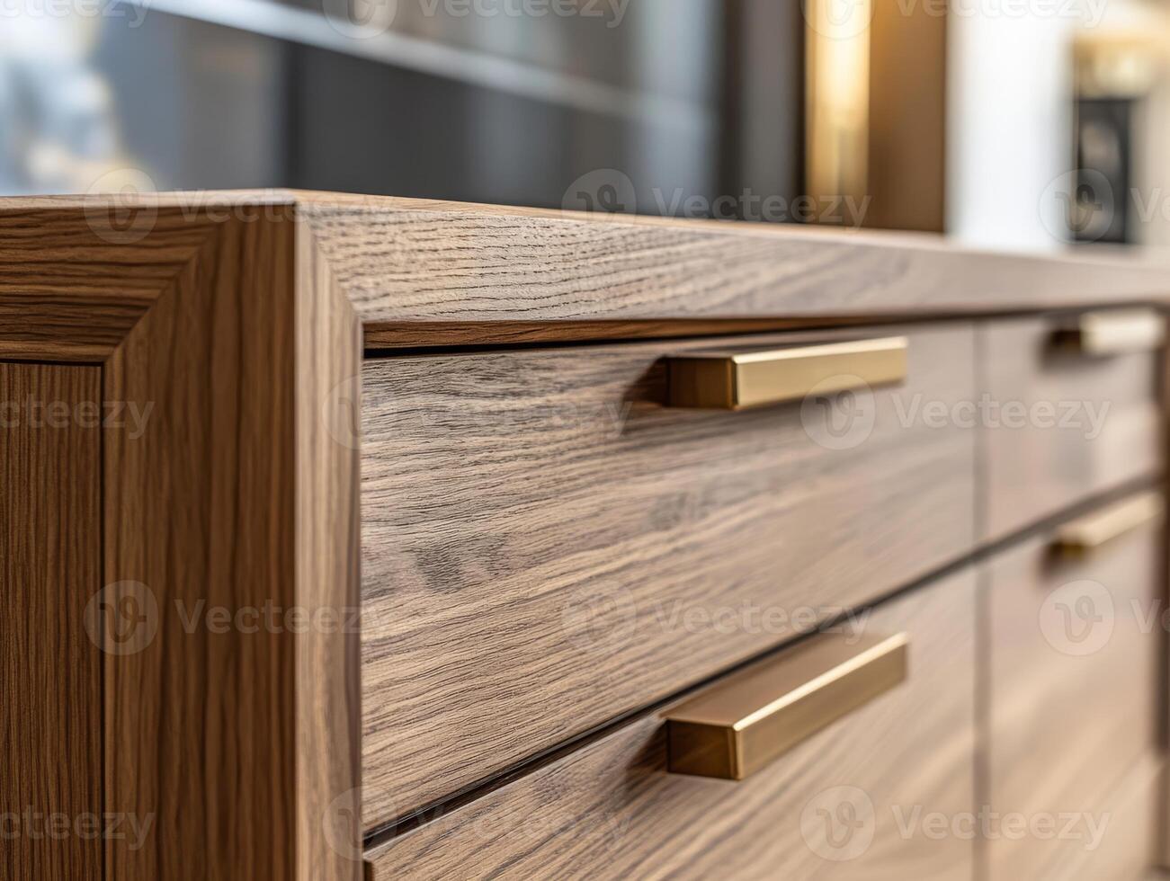 This closeup shows a beautifully crafted wooden drawer with intricate dovetail joints, exemplifying expert craftsmanship, while the warm wood tones enhance its striking appearance photo