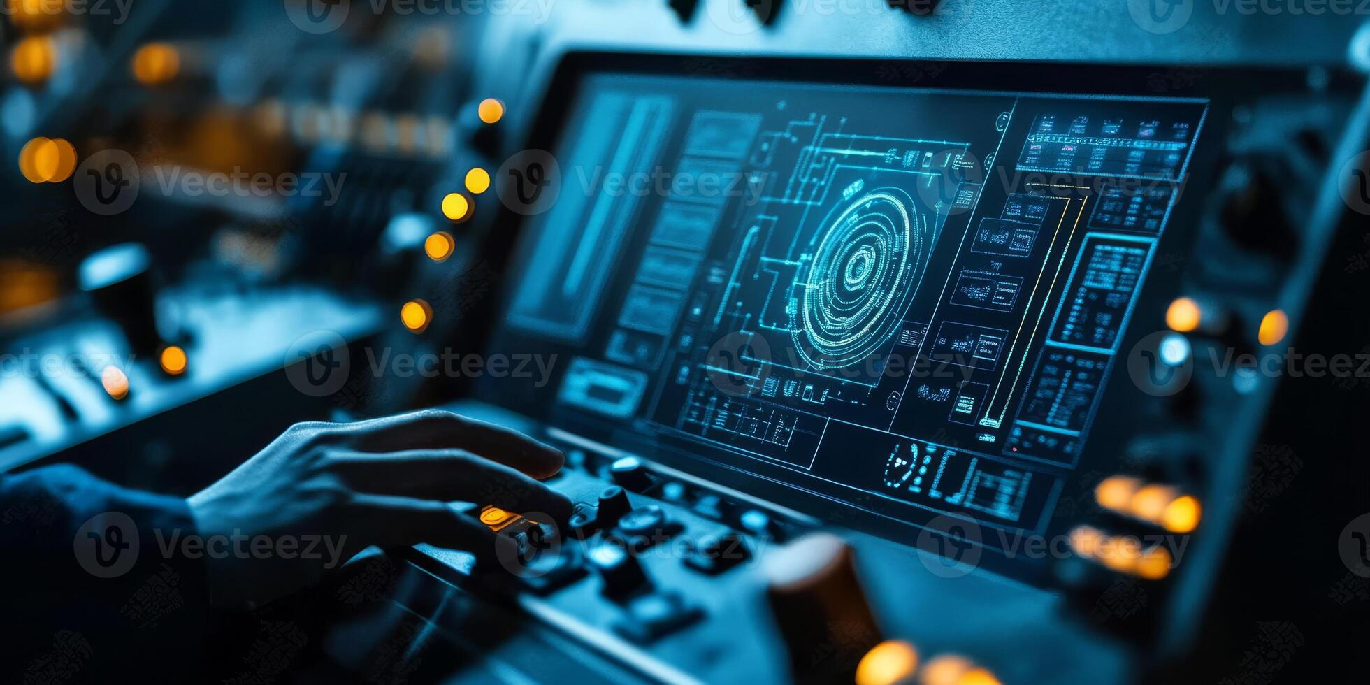A closeup of a control panel shows an operator adjusting settings based on realtime alerts from IIoT sensors, indicating potential system issues that could impact performance and safety photo