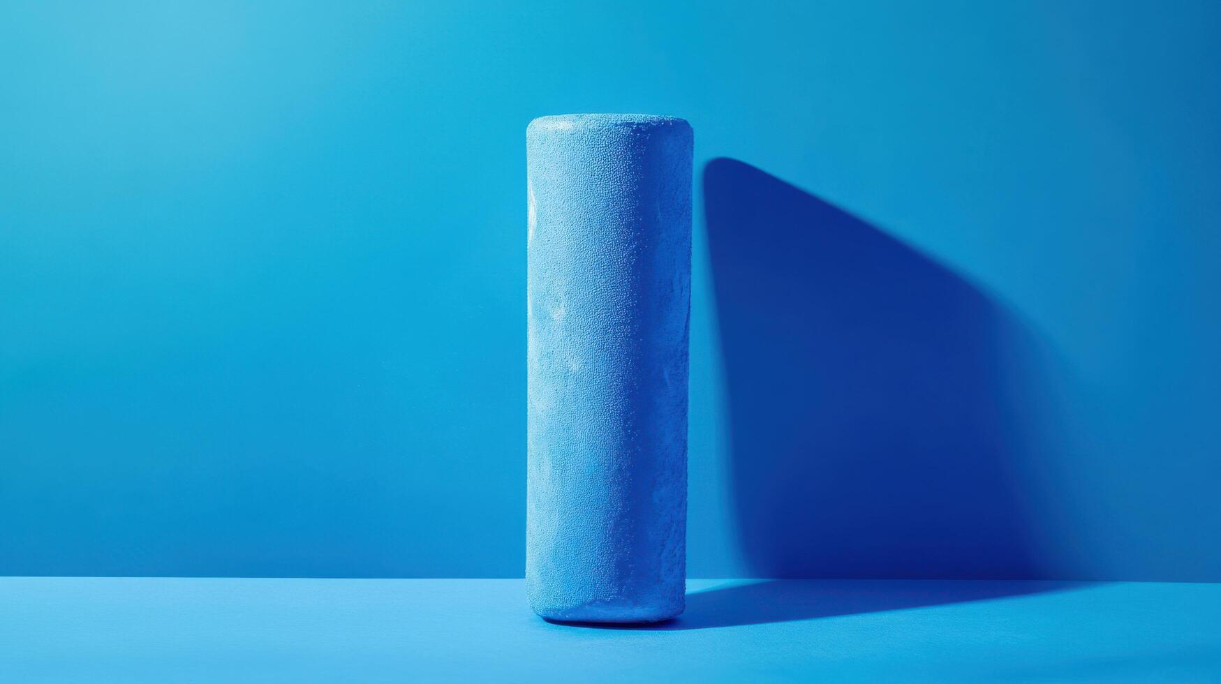 Unique cylindrical object displayed against a vibrant blue background showcasing minimalist design and artistic presentation photo