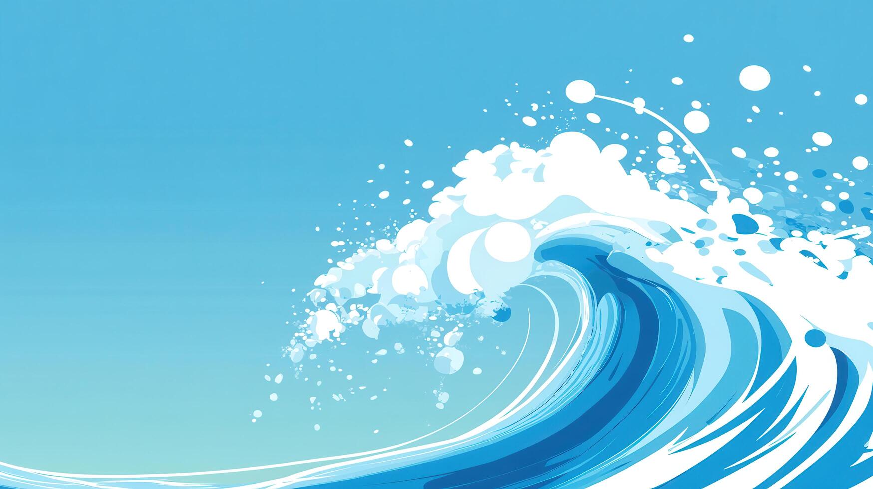 Vibrant ocean wave splashing against a clear blue sky captures the essence of a sunny day at the beach photo