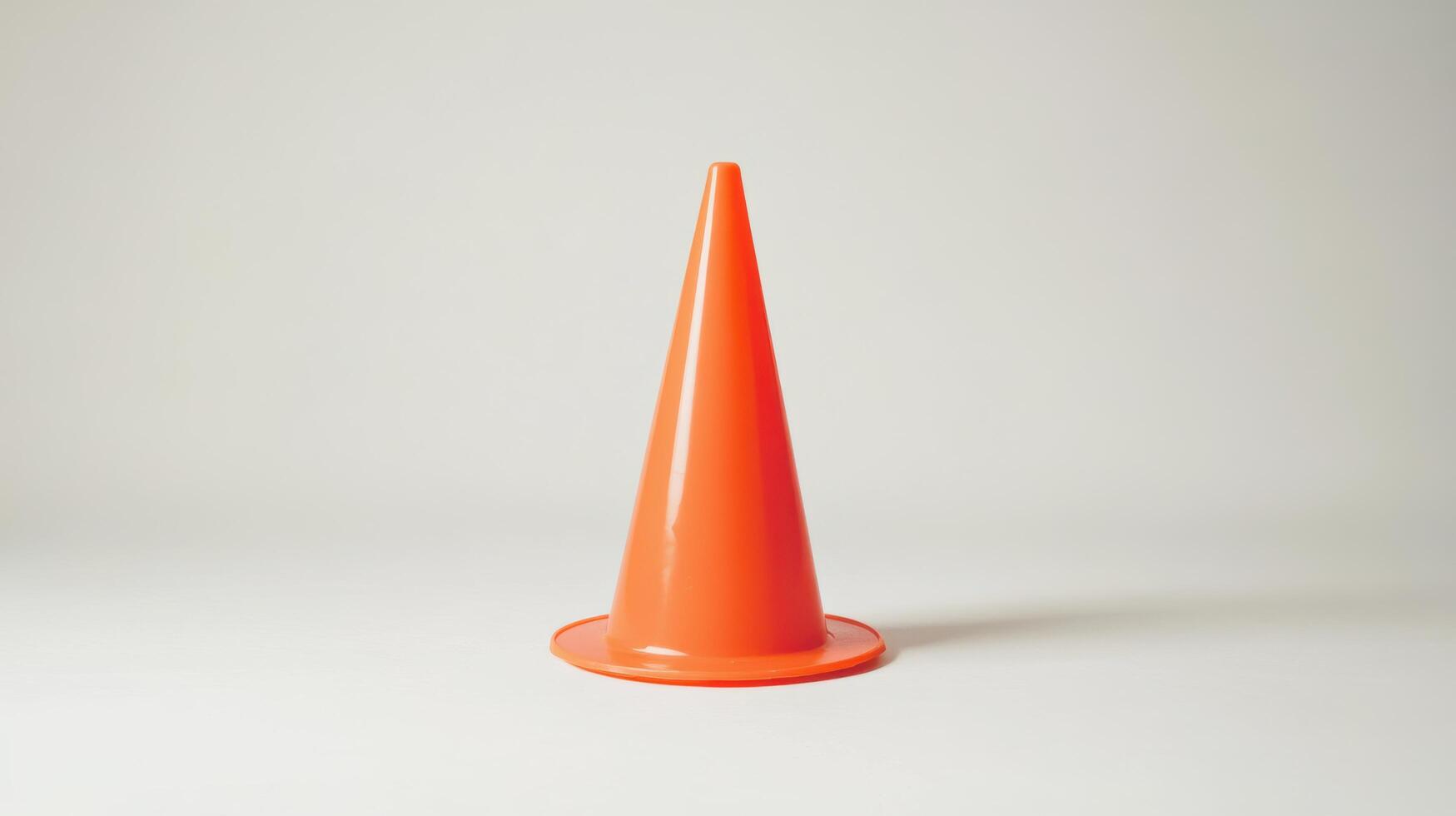 Bright orange traffic cone placed on a neutral background to emphasize safety and regulation in public spaces photo