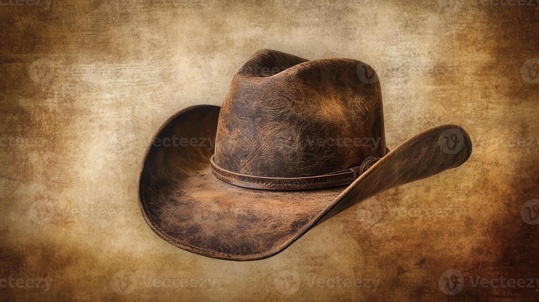 Classic cowboy hat displayed against a rustic background highlighting texture and craftsmanship photo