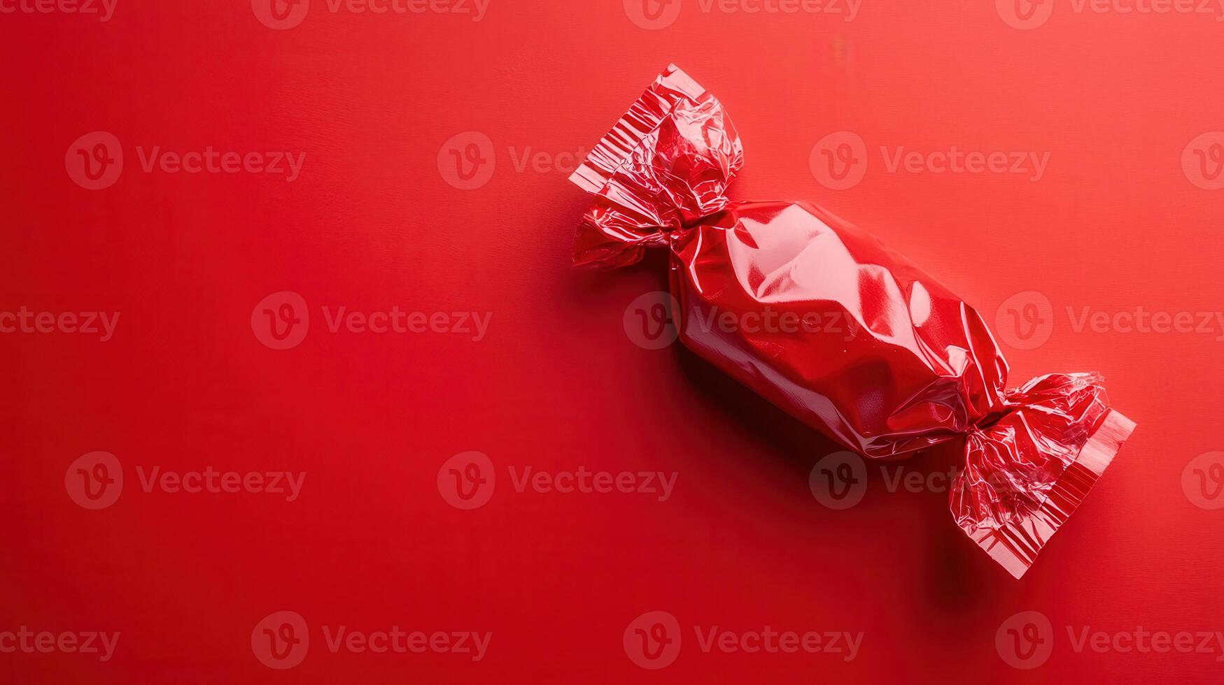 Bright red wrapped candy placed on a solid red background creates a vibrant and eye-catching visual display photo