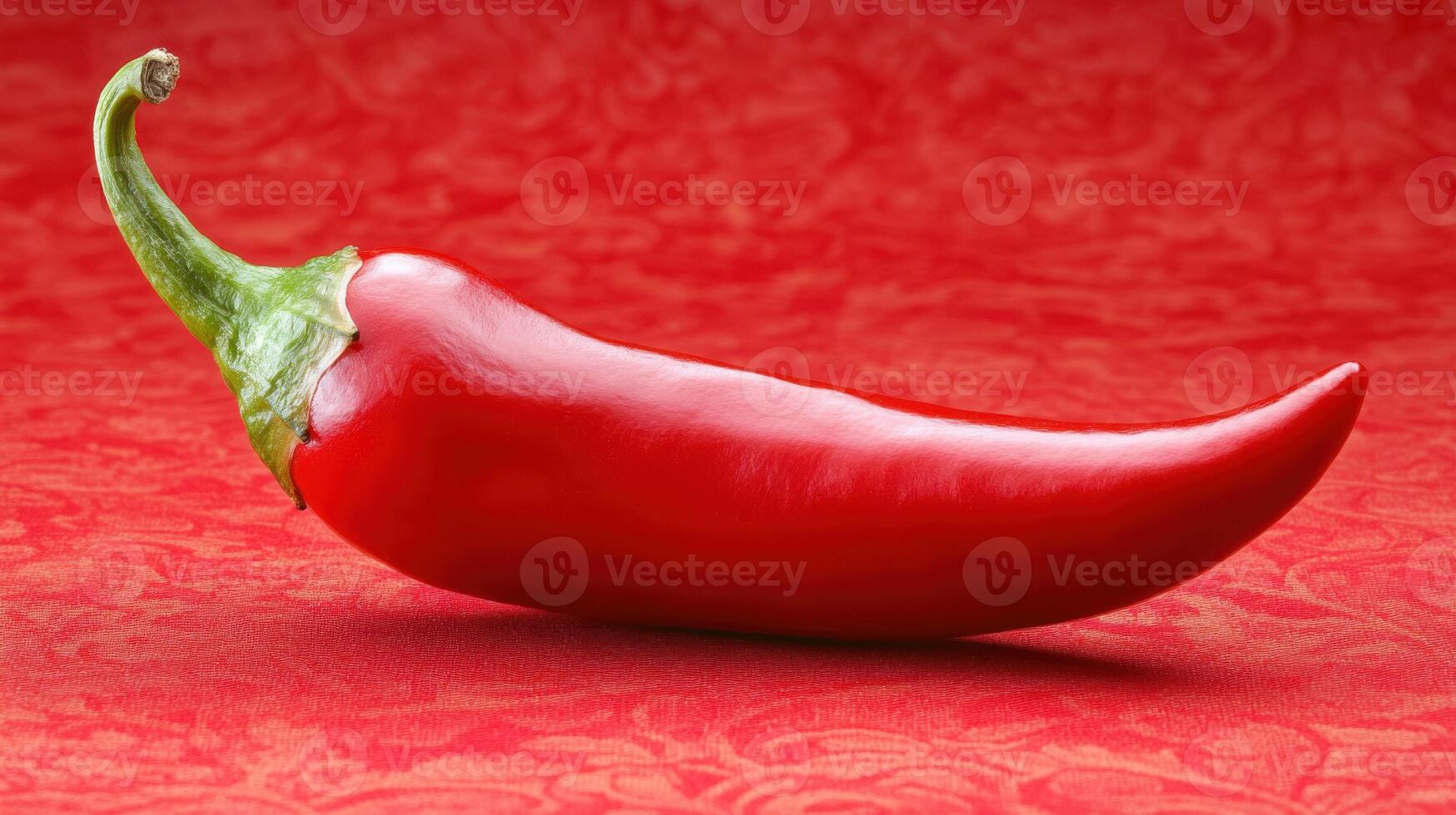 Vibrant red chili pepper resting on a textured background adds spice to culinary creations photo