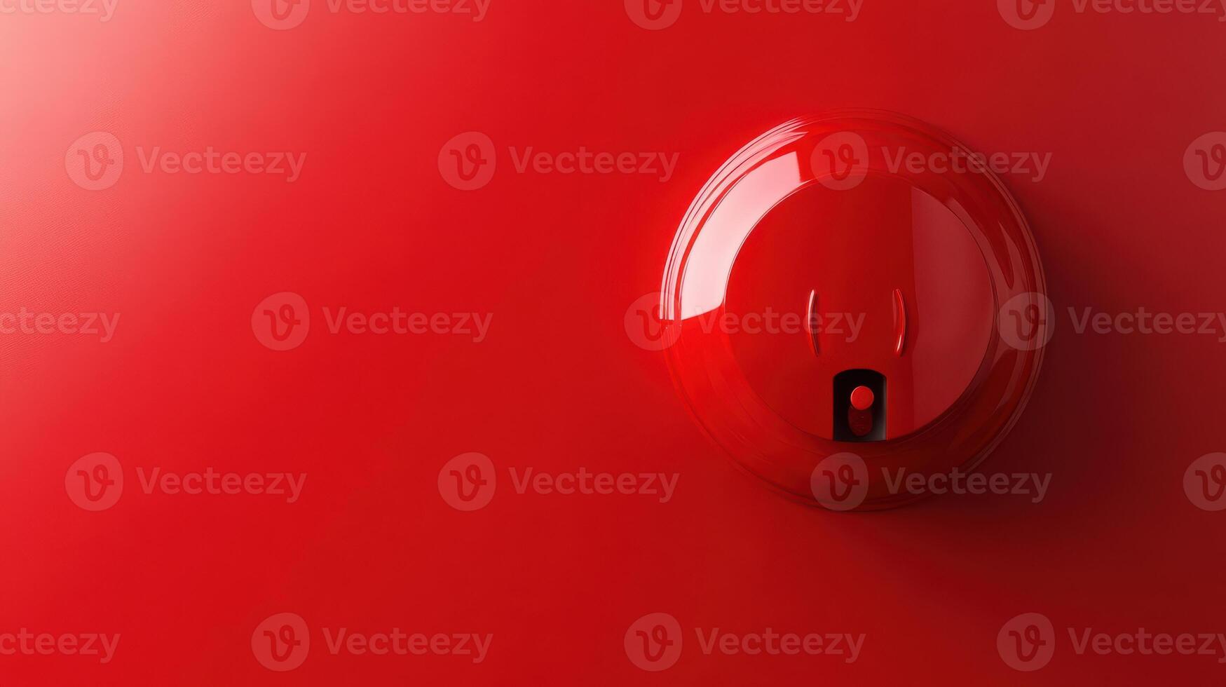 Bright red fire alarm on smooth wall surface indicating fire safety measures in a public building photo