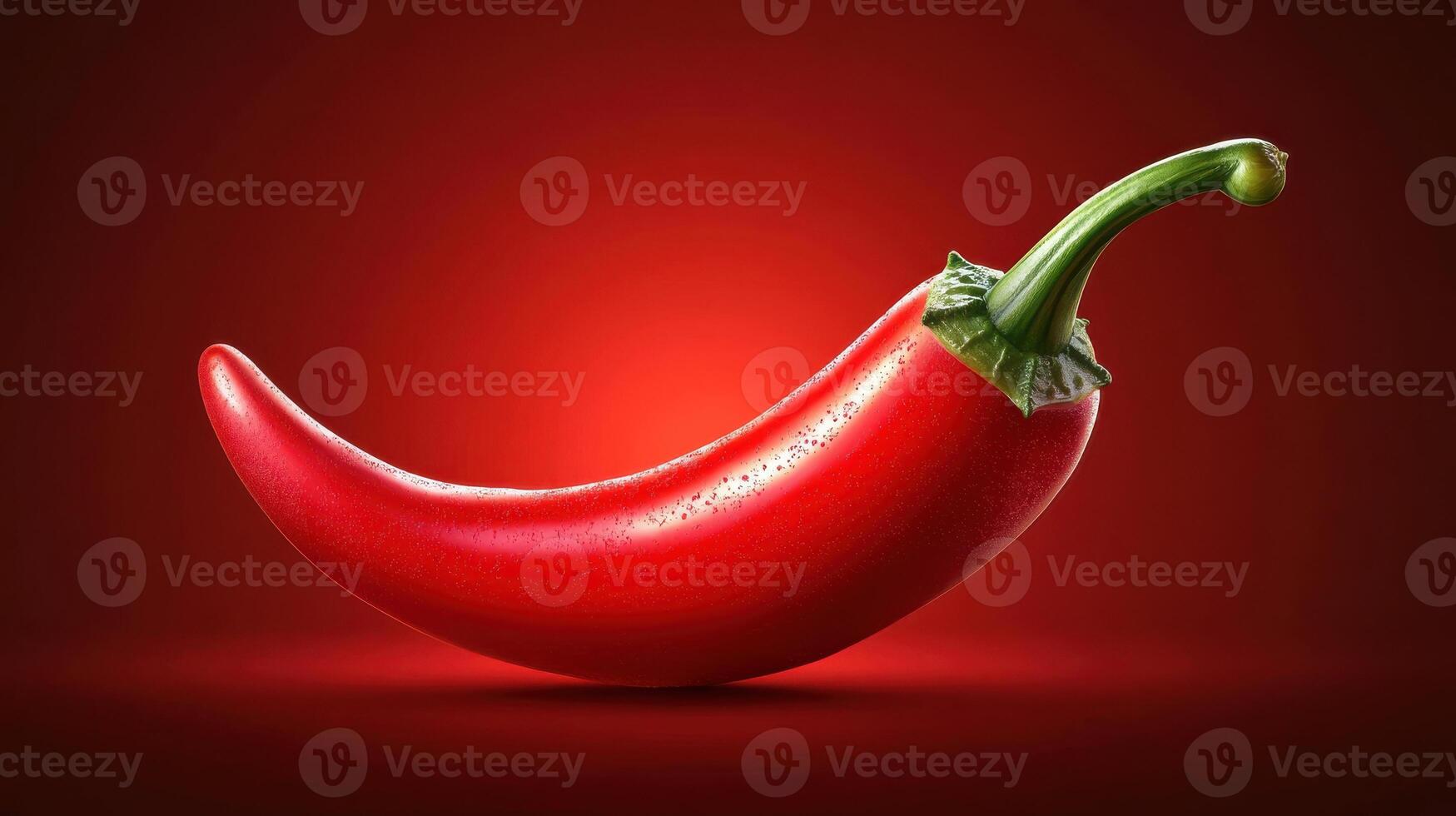 Vibrant red chili pepper shining against a soft gradient background that enhances its color and shape photo