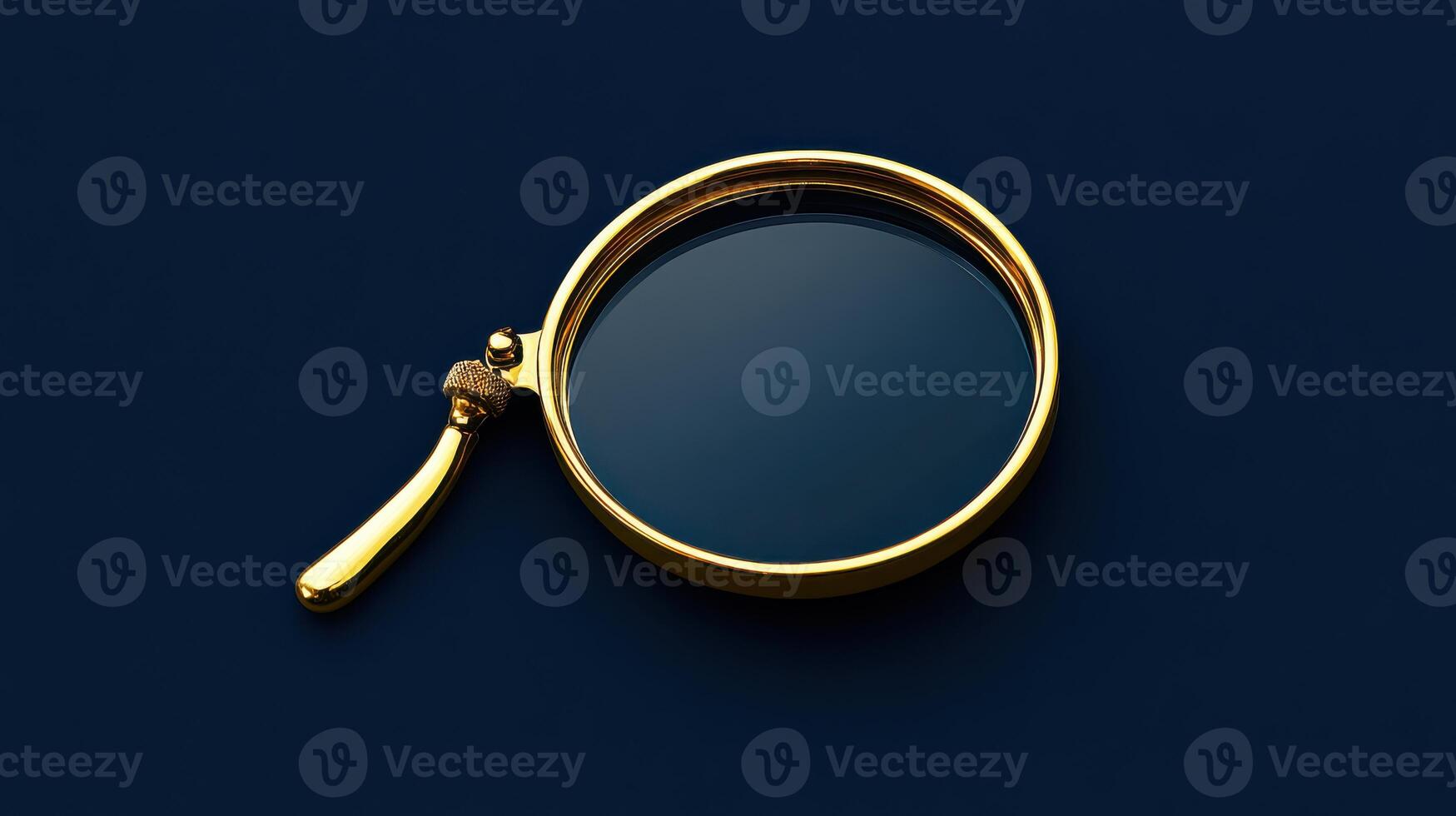 Elegant golden magnifying glass resting on a blue background, emphasizing detail and craftsmanship photo