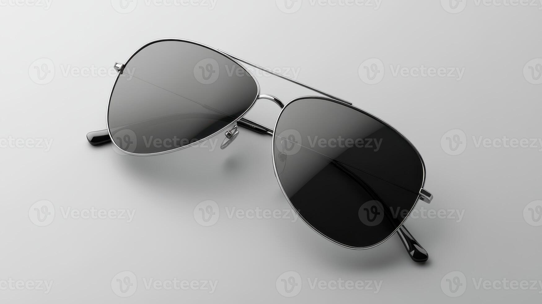 Stylish aviator sunglasses displayed on a clean, light surface in a modern setting photo