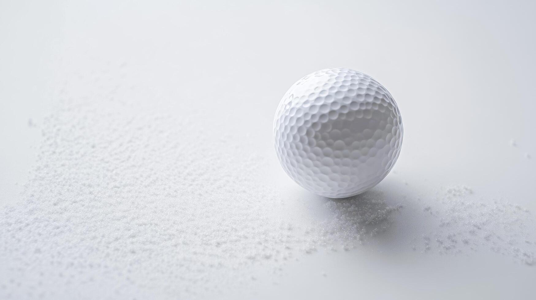 Golf ball resting on a smooth surface with subtle texture details and soft lighting in a neutral setting photo