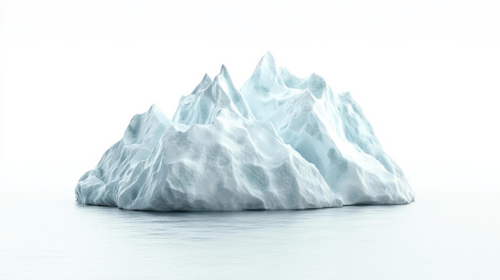 Majestic iceberg floating serenely in calm waters under bright skies with reflections and textured ice formations photo