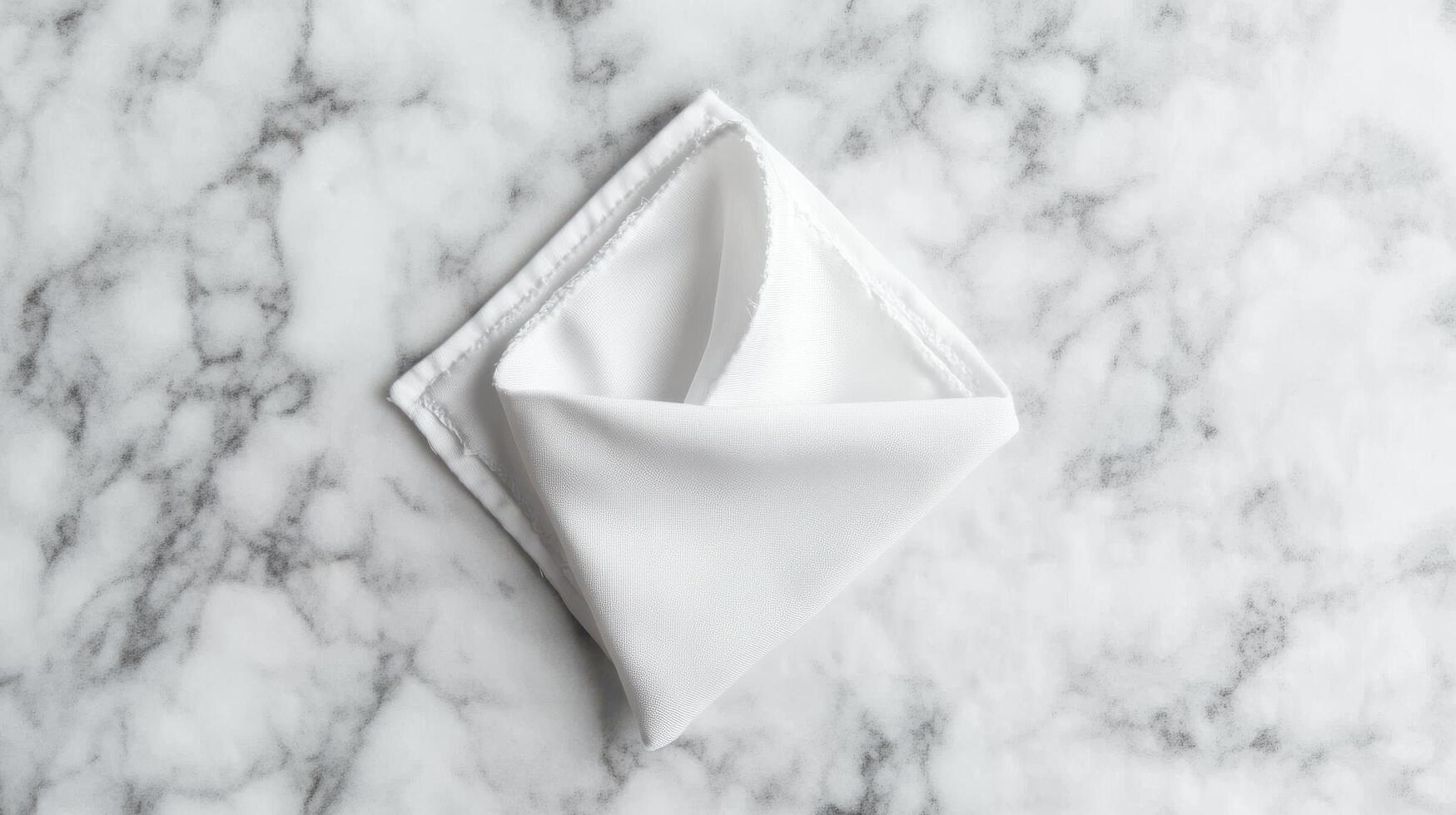 Elegant white cloth napkin neatly arranged on a marble surface during a dining setting preparation photo