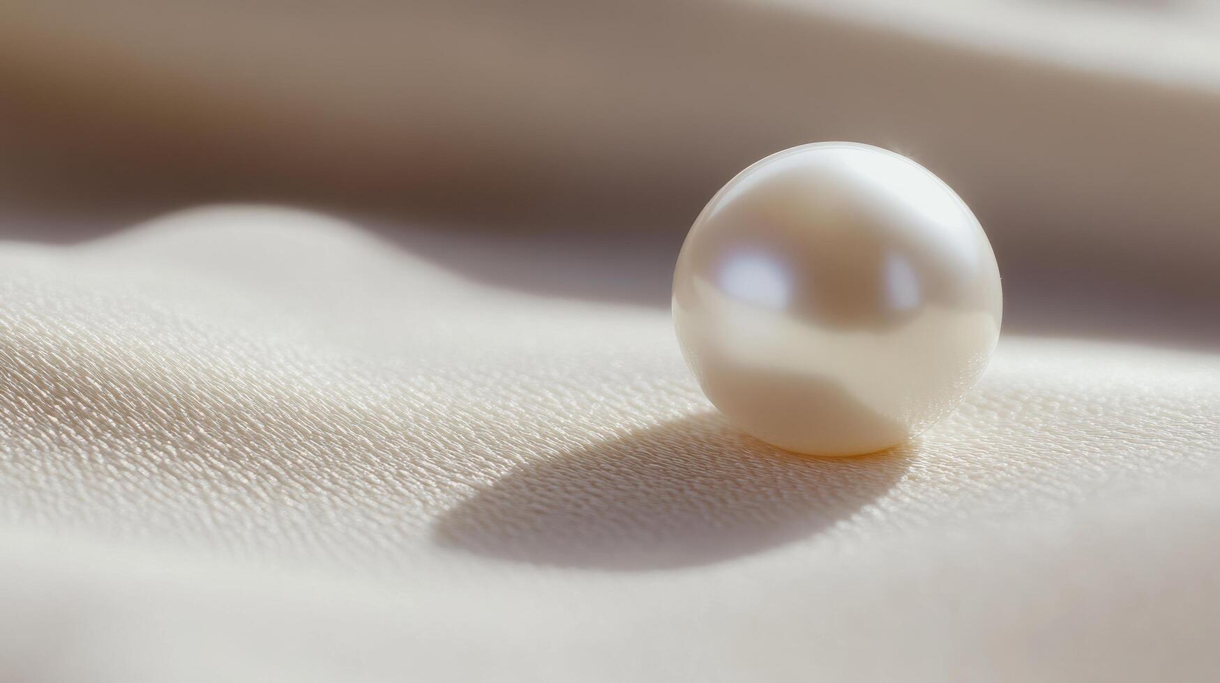 Delicate pearl resting on soft fabric in natural light showcasing its beauty and shine photo