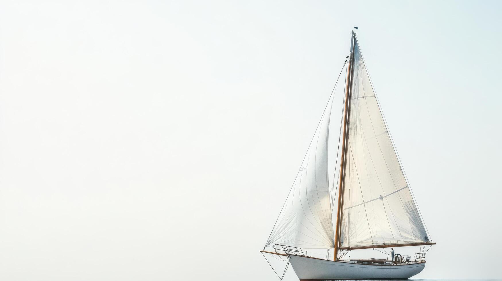 Elegant sailing yacht glides across calm waters under a serene sky during early morning light photo