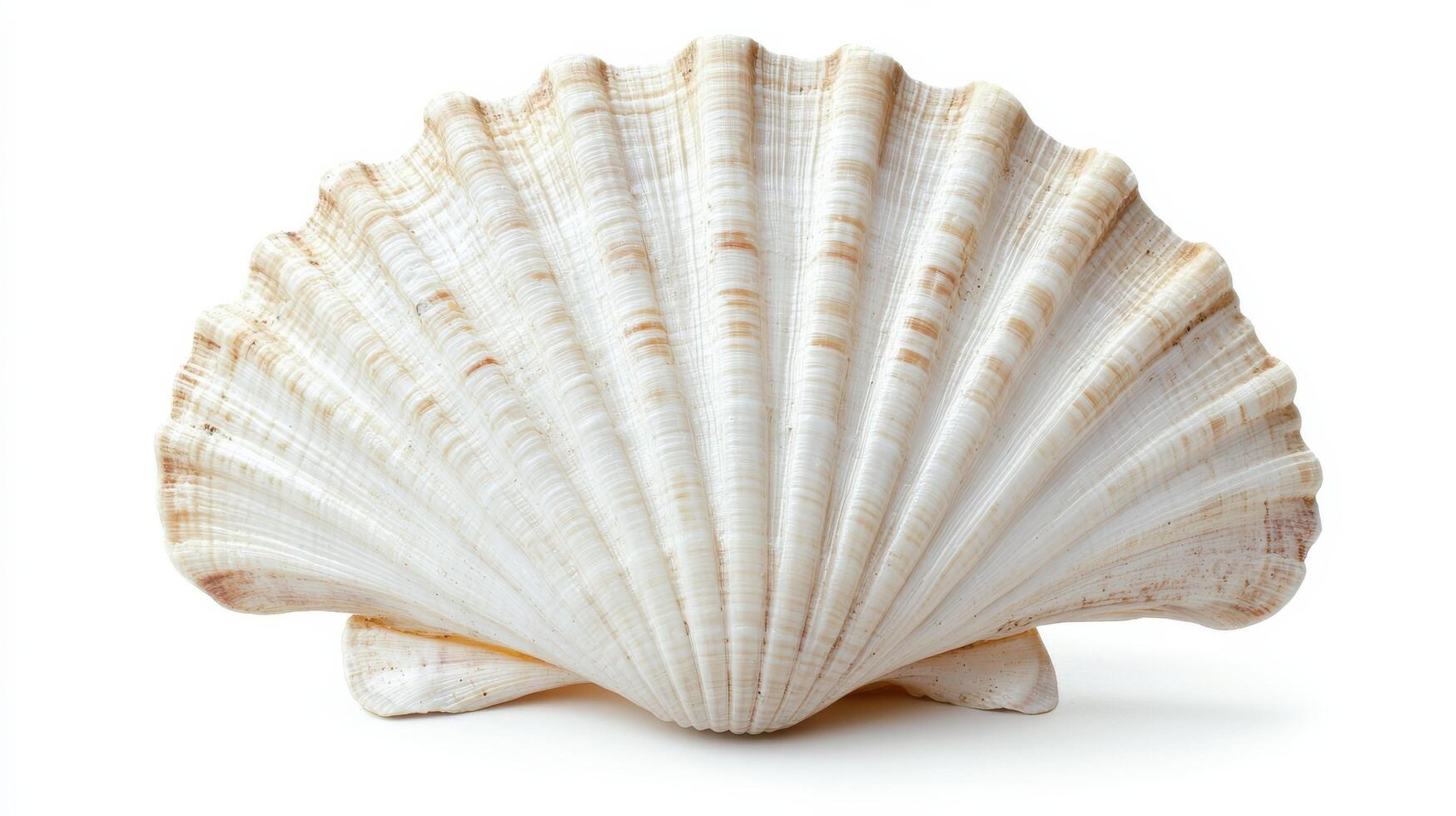 Beautiful scallop shell displaying unique texture and natural patterns found on the beach photo