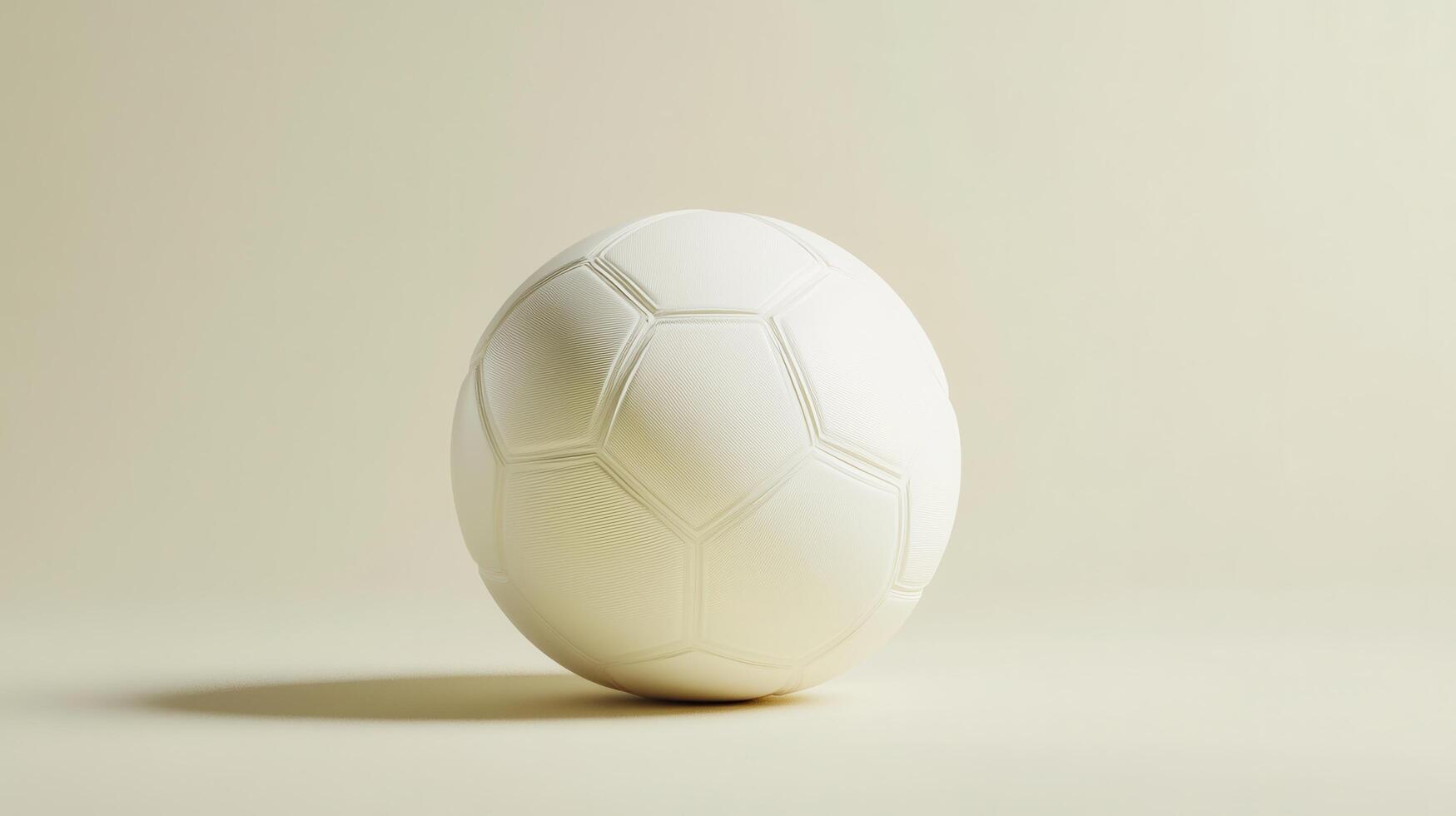 White soccer ball resting on a smooth surface with soft lighting photo