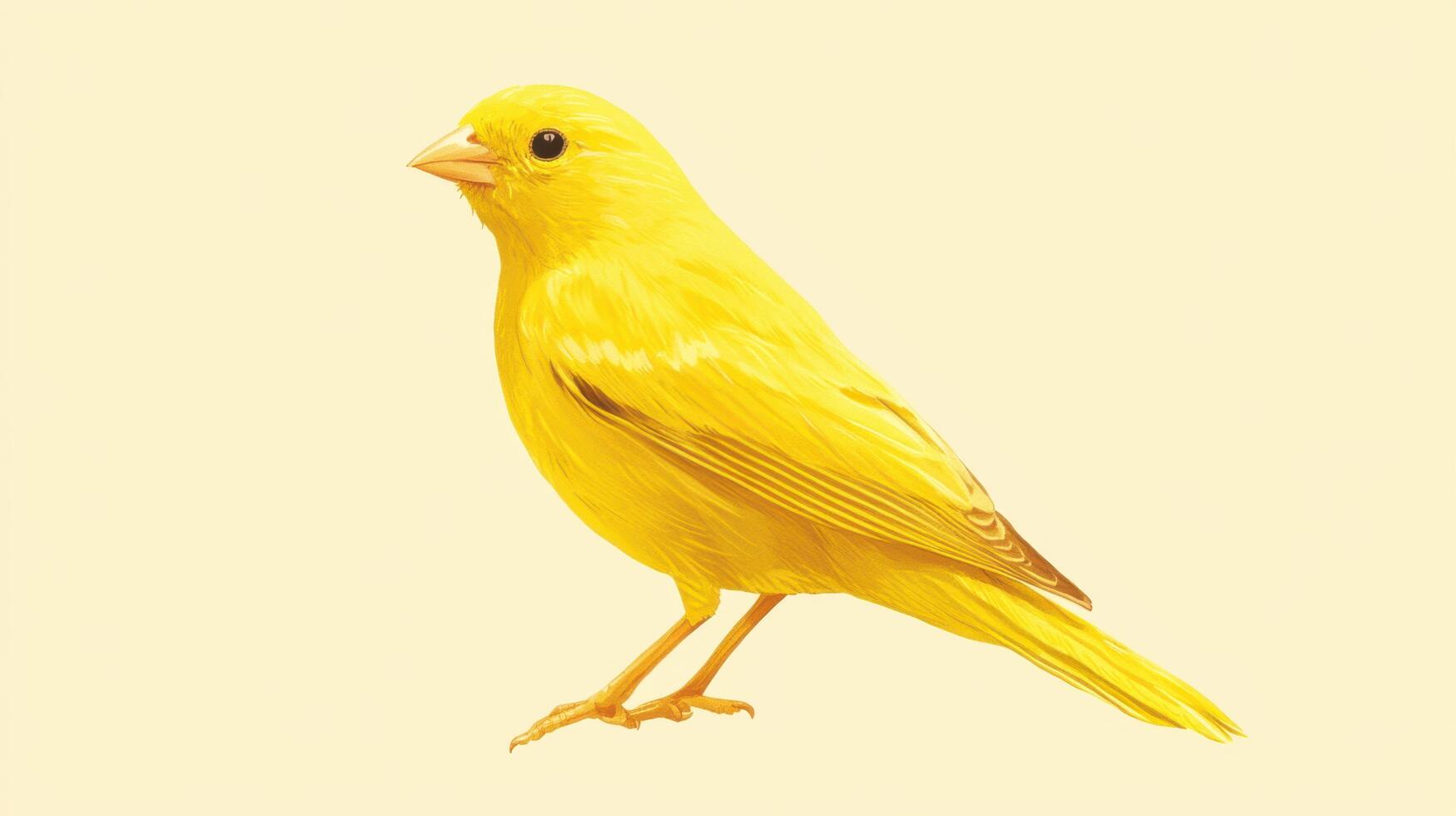Bright yellow bird perched gracefully on a light background showcasing its vibrant feathers and cheerful demeanor photo