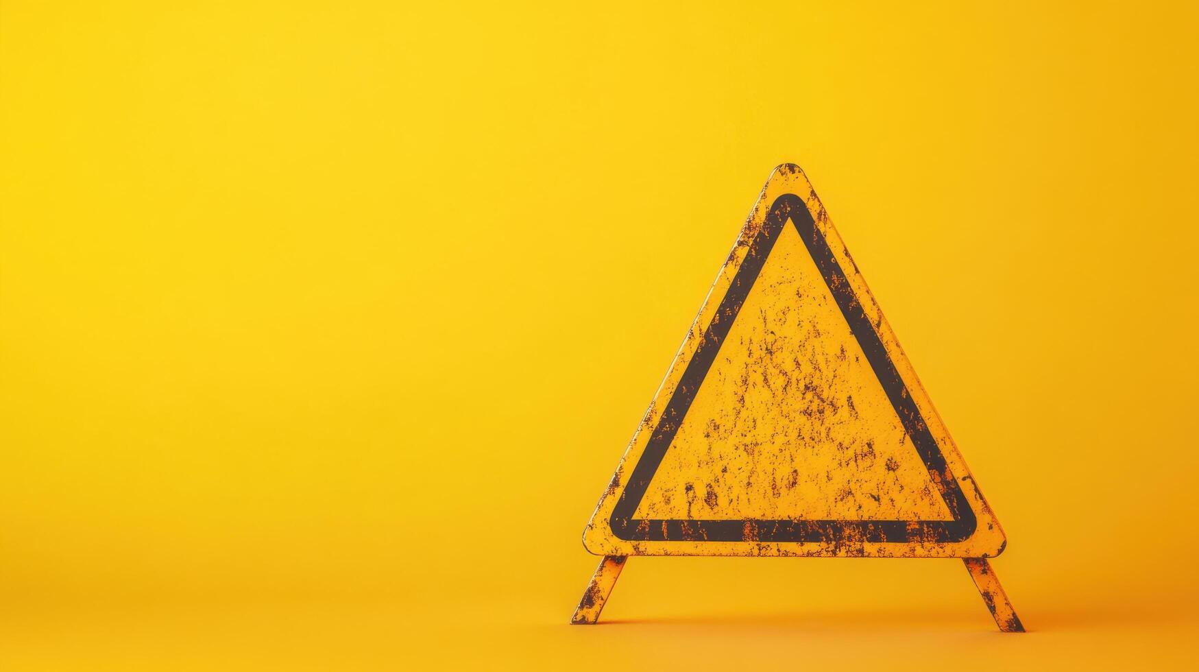 Caution sign on vibrant yellow background showcasing alertness in a safe environment photo