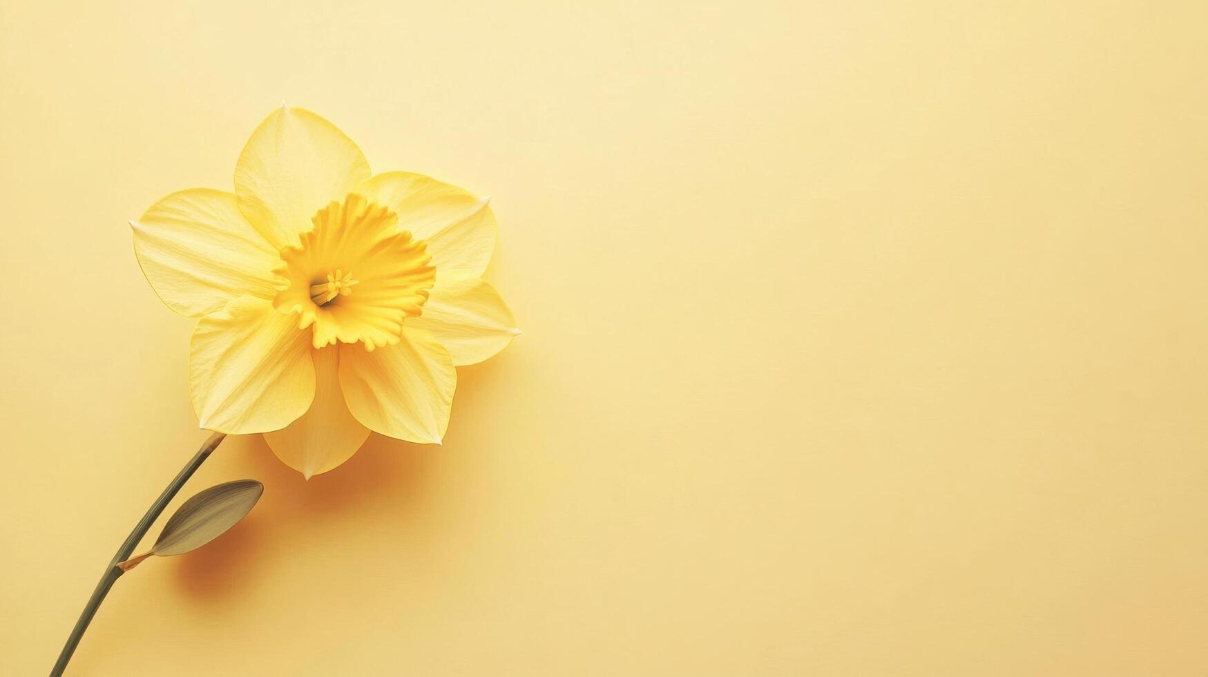 Beautiful yellow daffodil flower on a soft yellow background capturing the essence of springtime photo