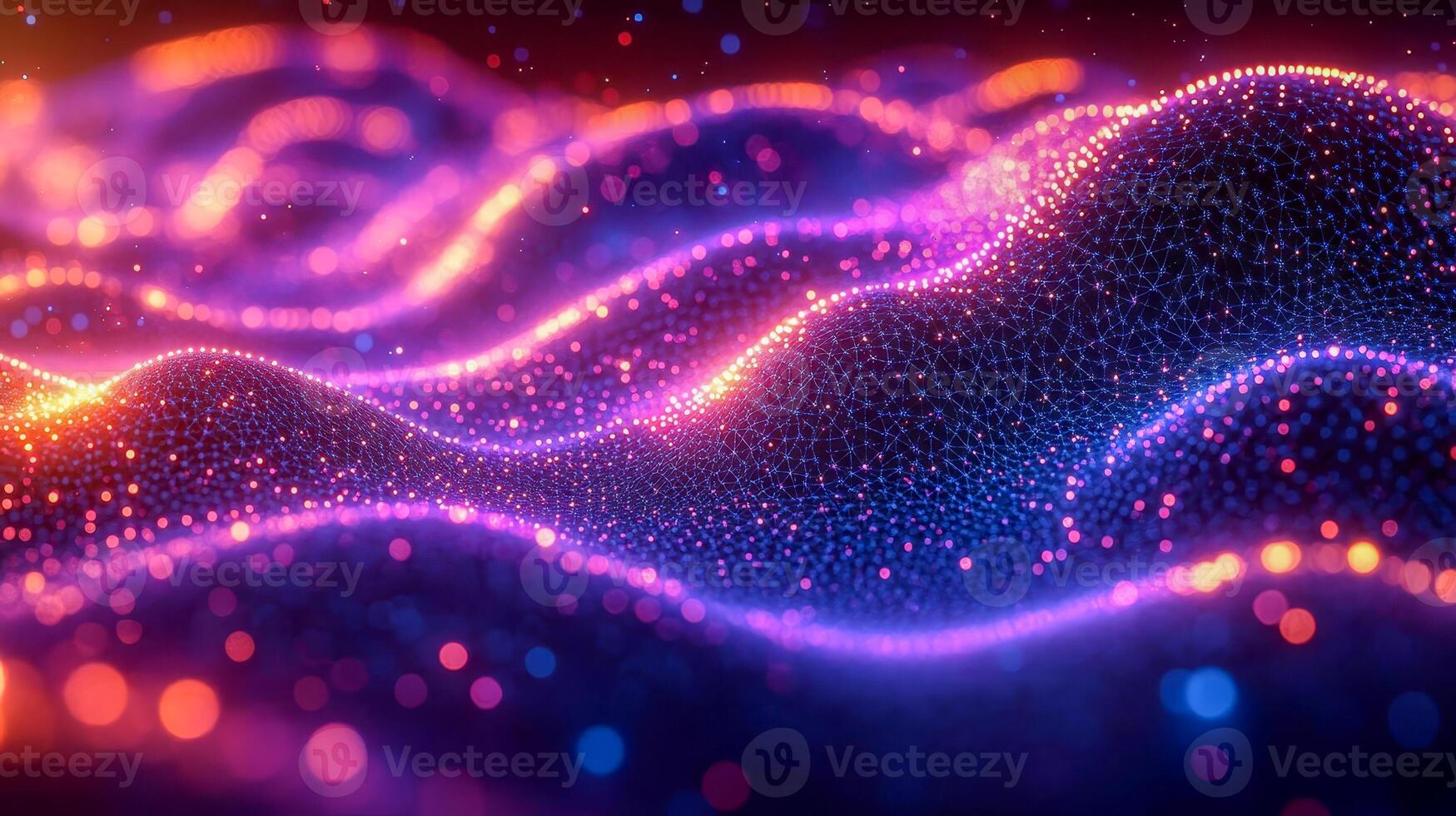 Abstract background of interconnected luminous nodes and lines photo