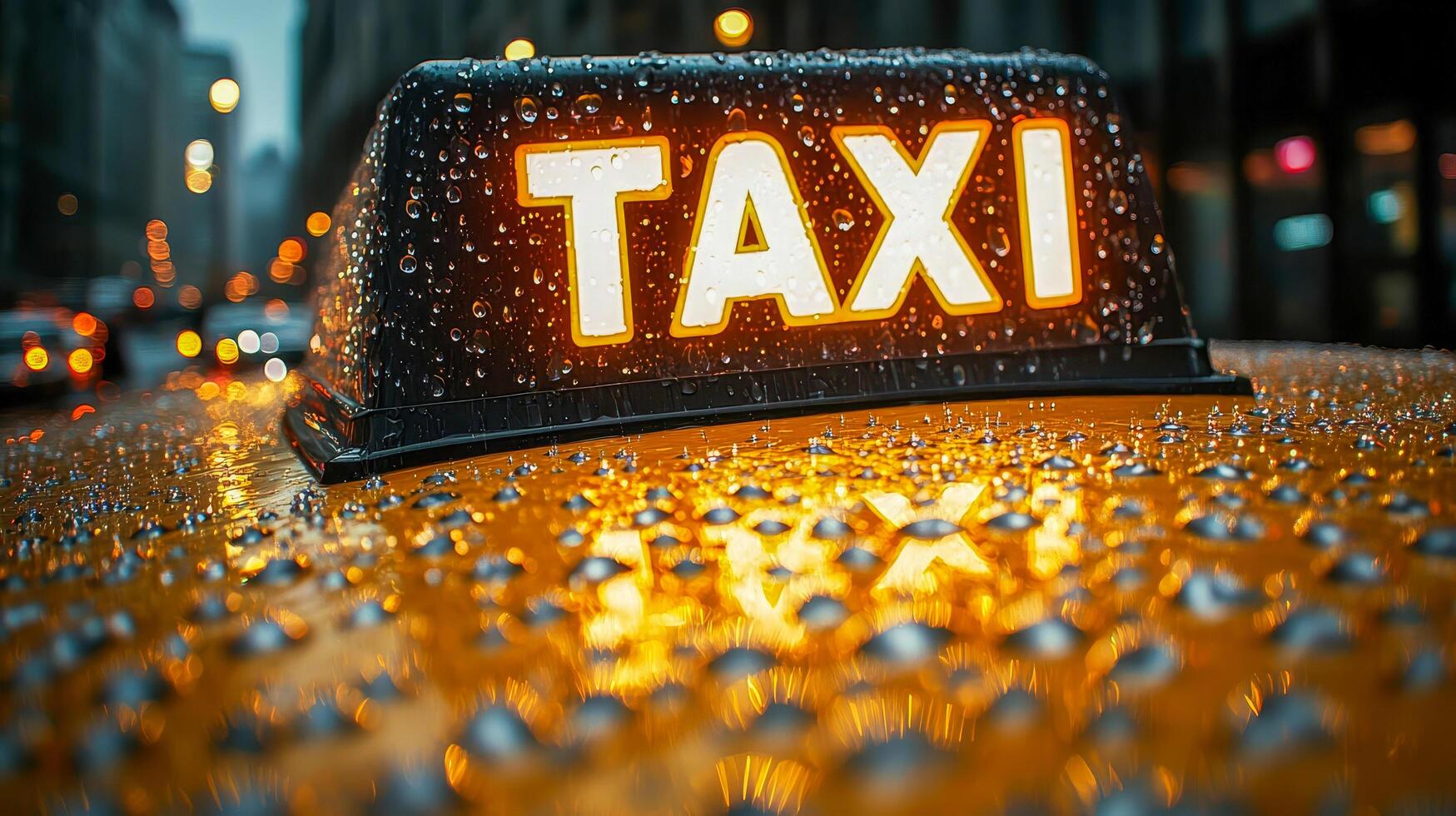 A yellow cab car with a sign on the roof of the taxi cab photo