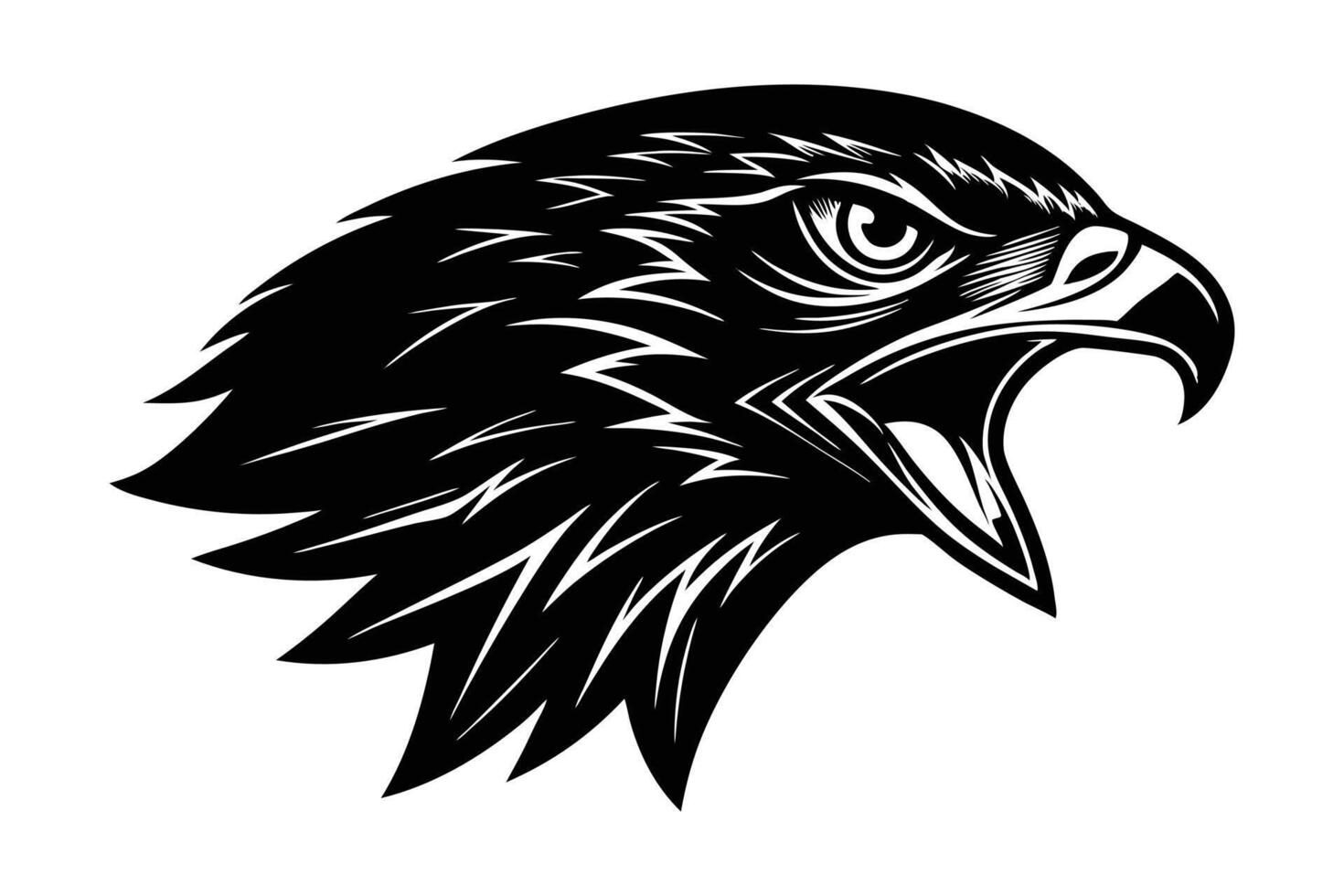 Silhouette of hawk head side view art illustration vector