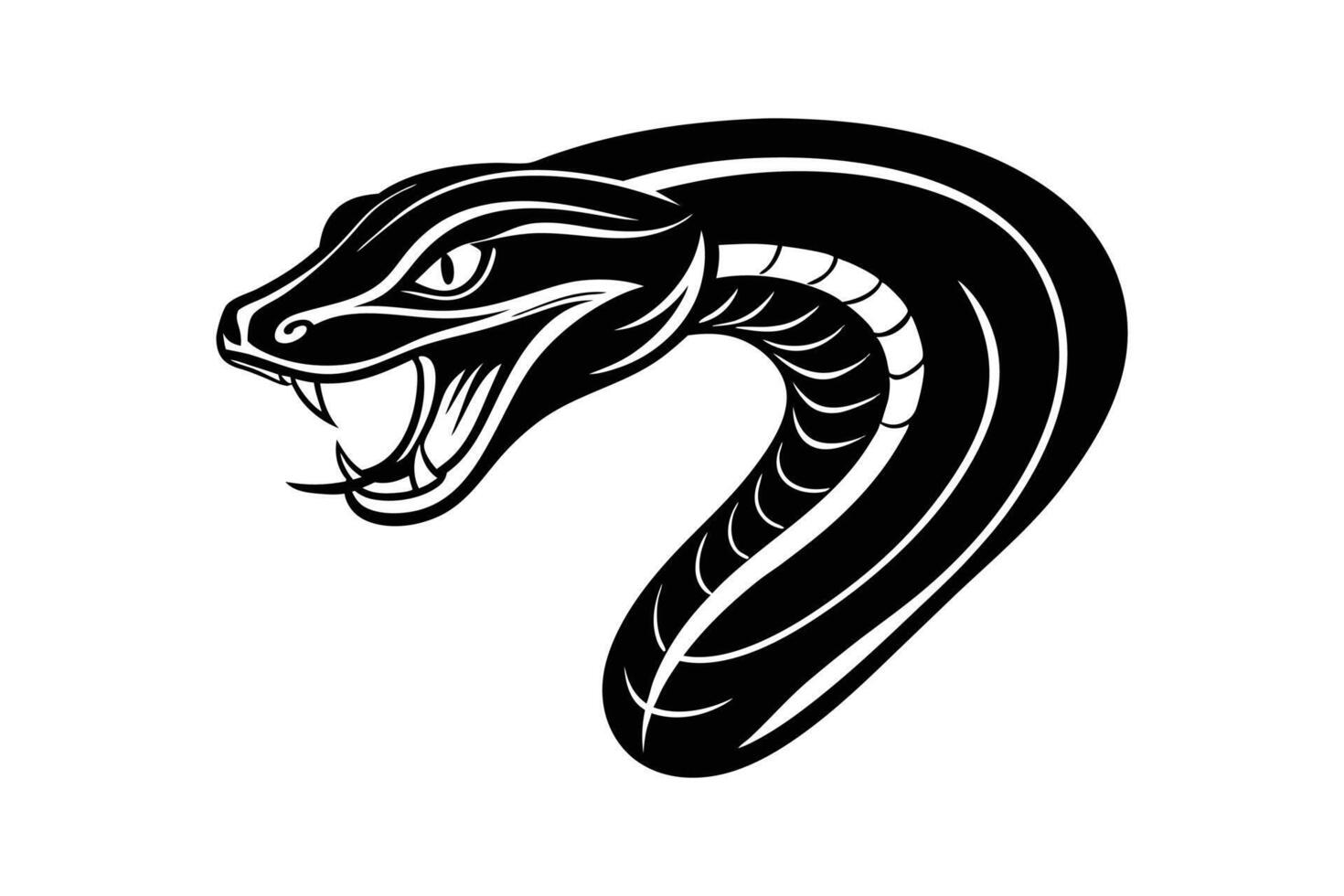 Silhouette of snake head side view art illustration vector