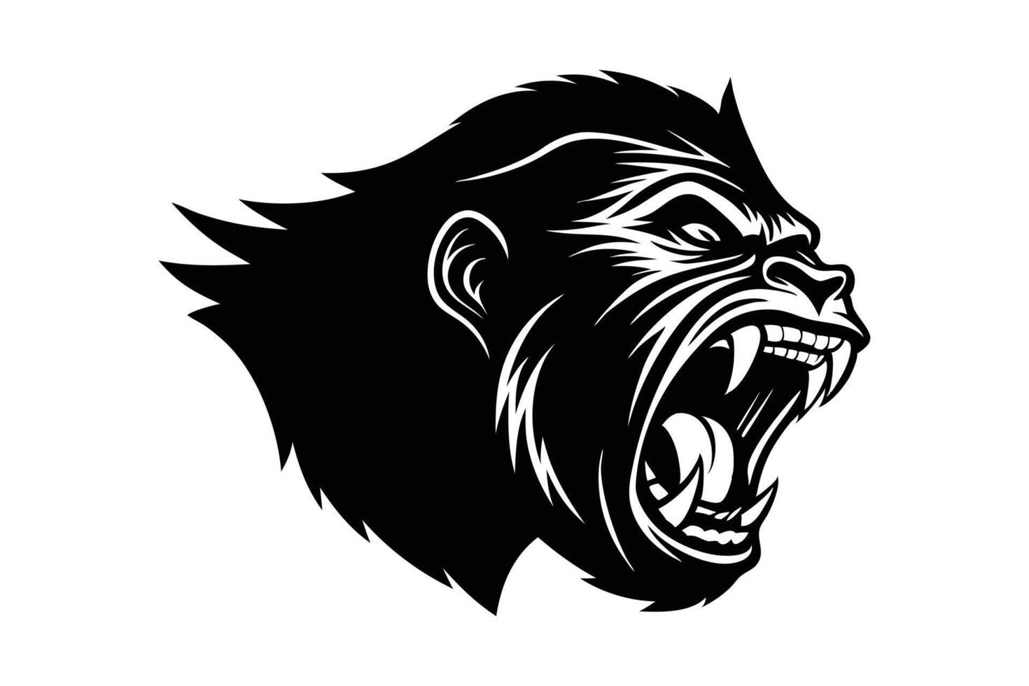Silhouette of gorilla head side view art illustration vector