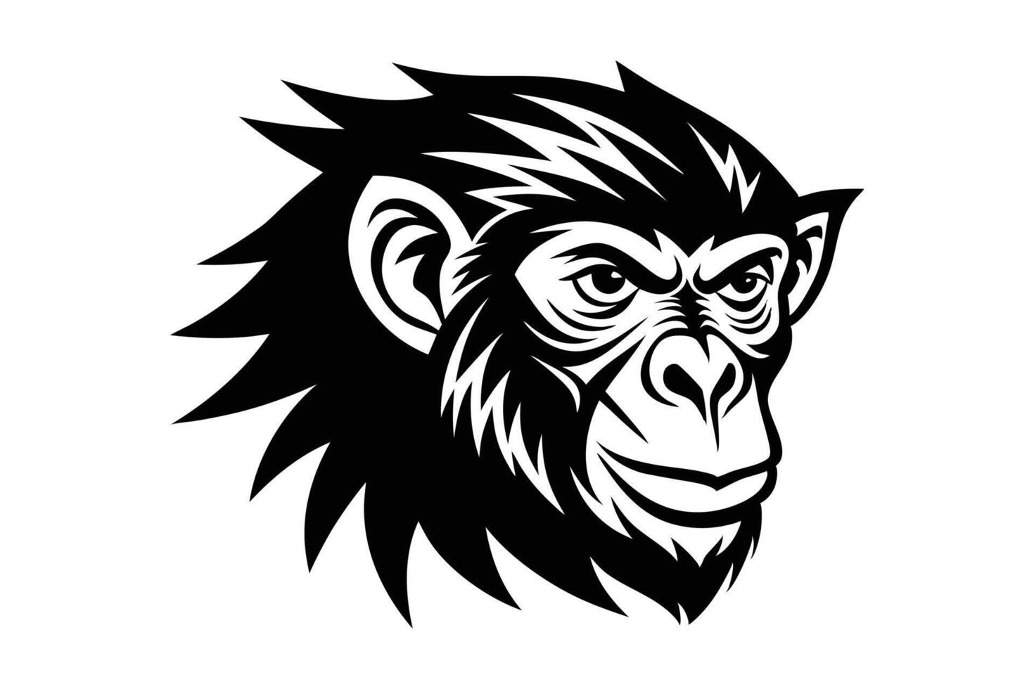 Silhouette of monkey head side view art illustration vector