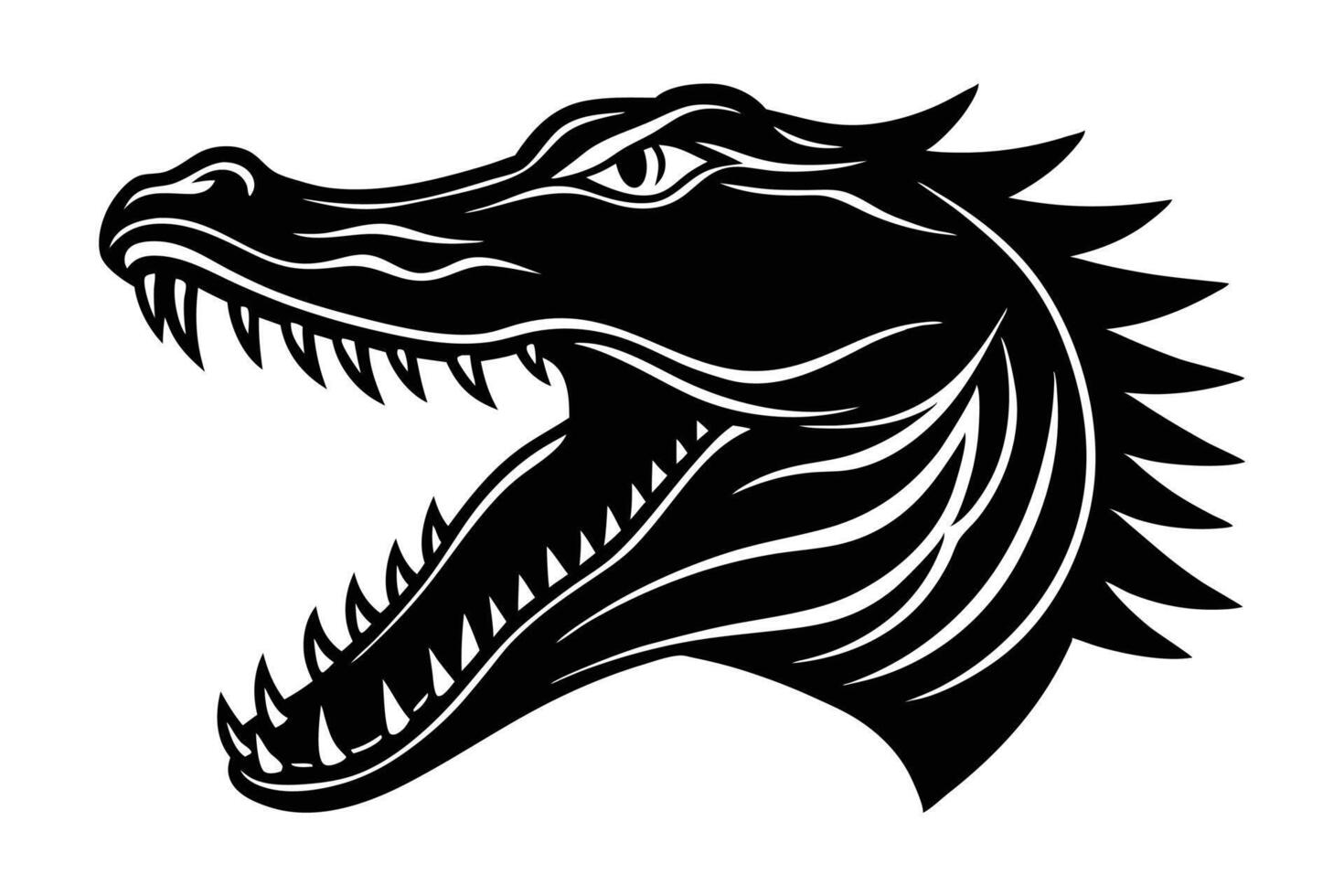 Silhouette of crocodile head side view art illustration vector