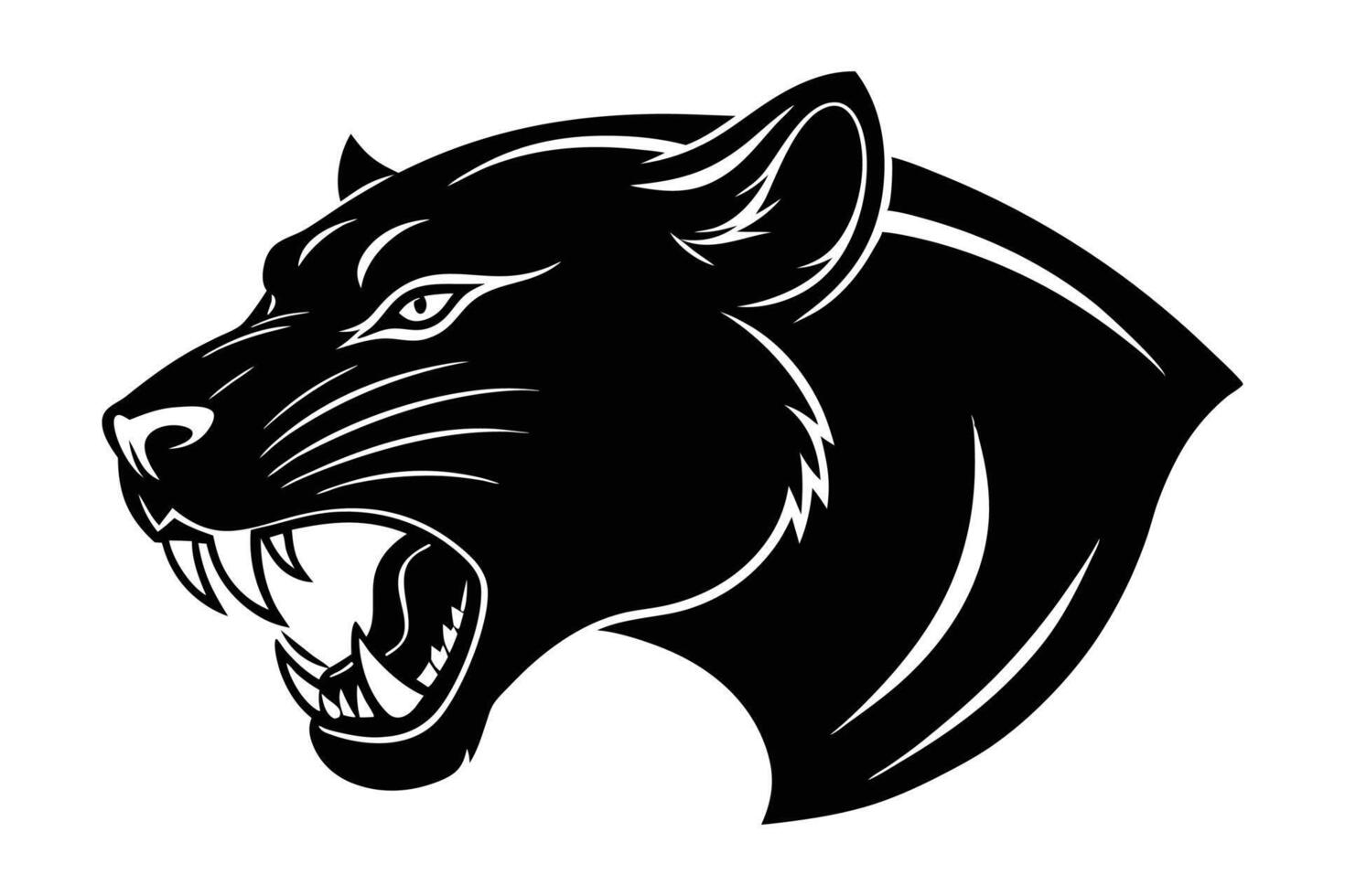 Silhouette of panther head side view art illustration vector