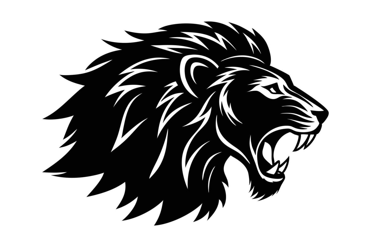 Silhouette of lion head side view art illustration vector