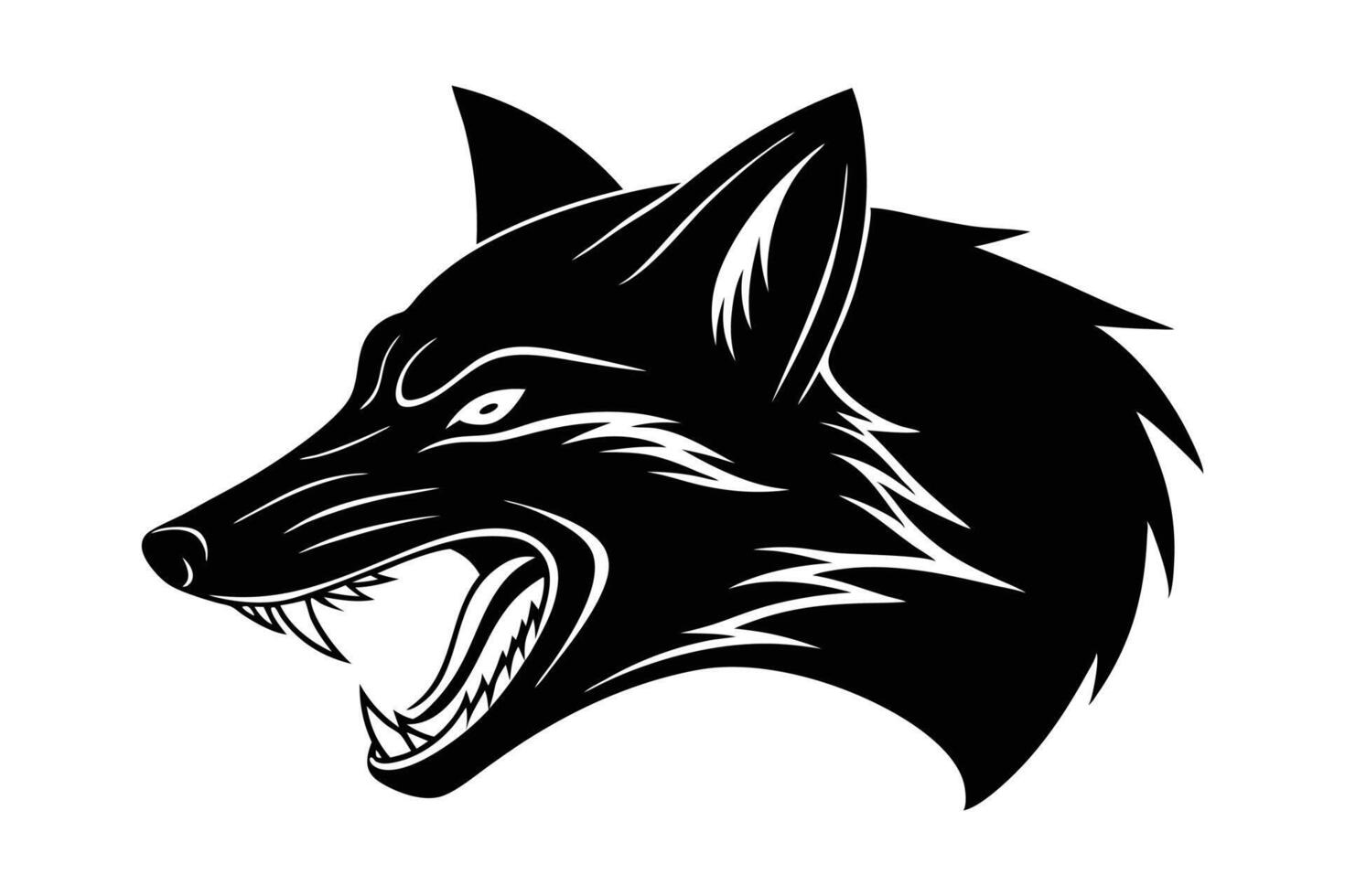 Silhouette of fox head side view art illustration vector