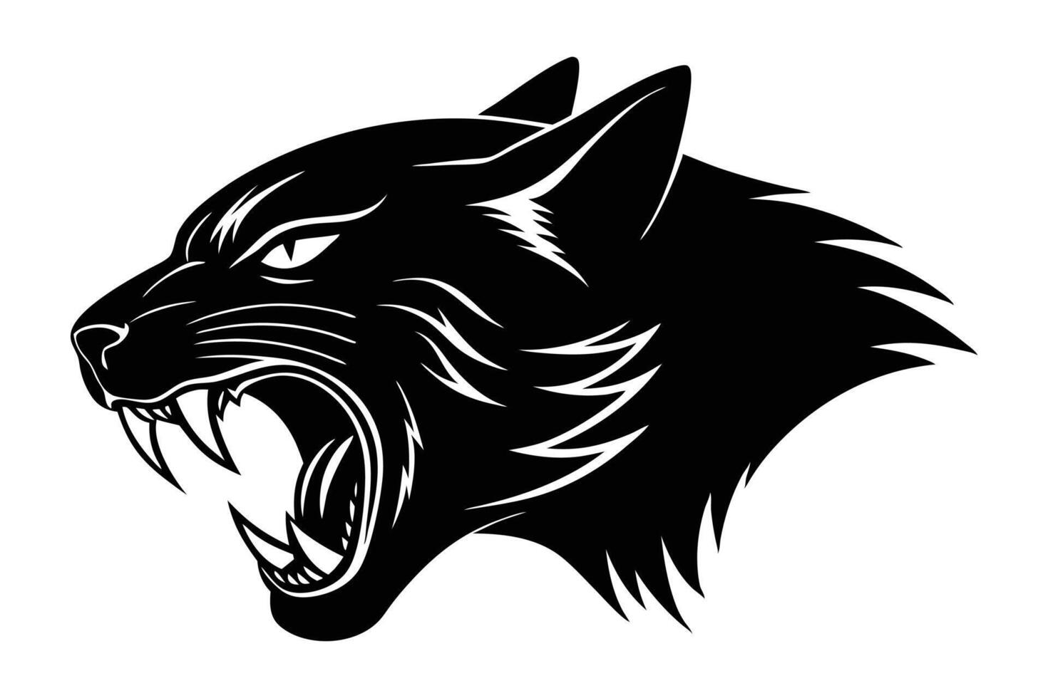 Silhouette of cat head side view art illustration vector