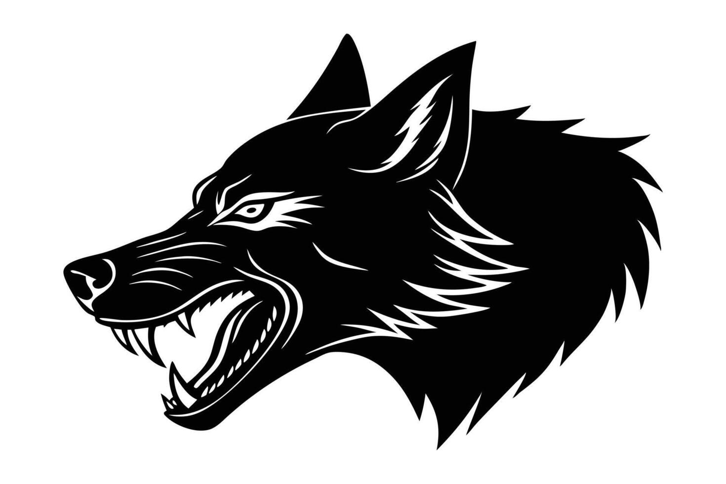 Silhouette of dog head side view art illustration vector