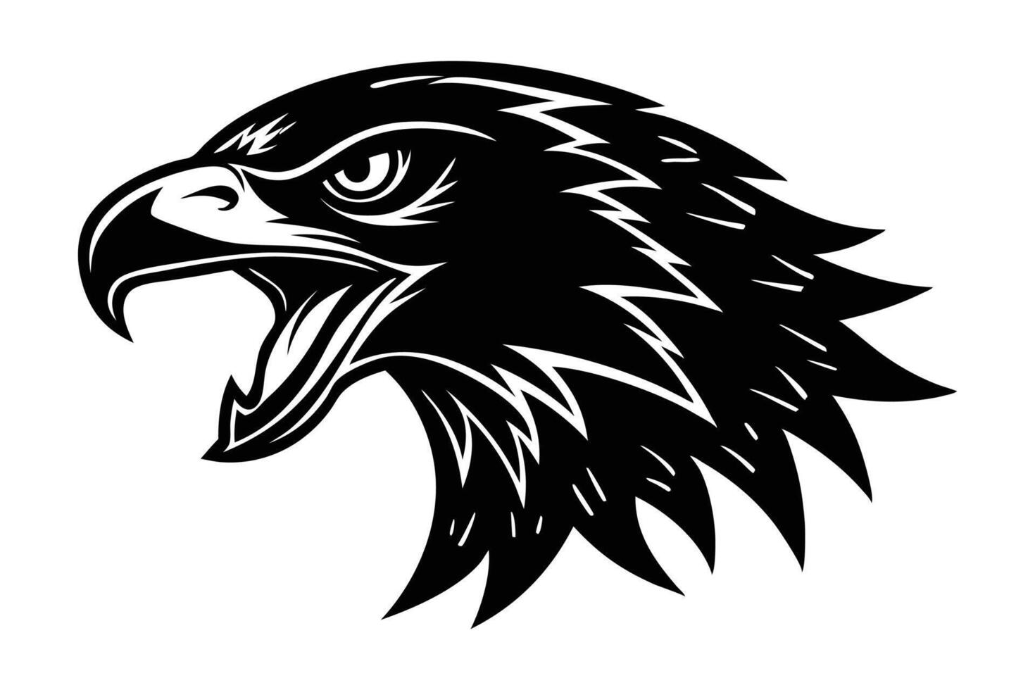 Silhouette of eagle head side view art illustration vector