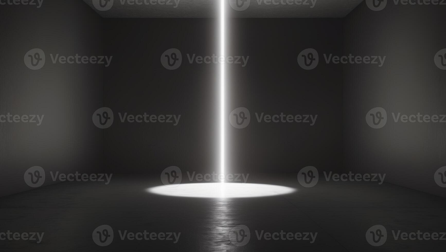 Focused beam of light in a dark room illuminating a single spot photo