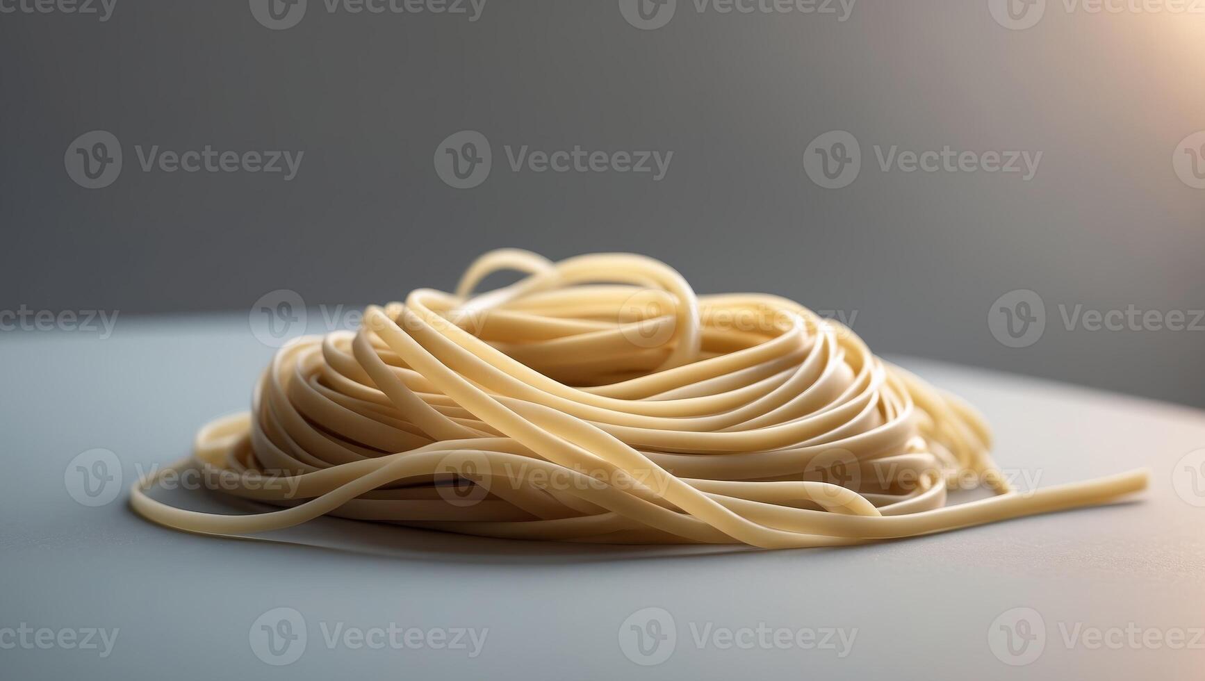 Perfectly Twirled Nest of Fettuccine on Gray Surface with Soft Lighting. photo