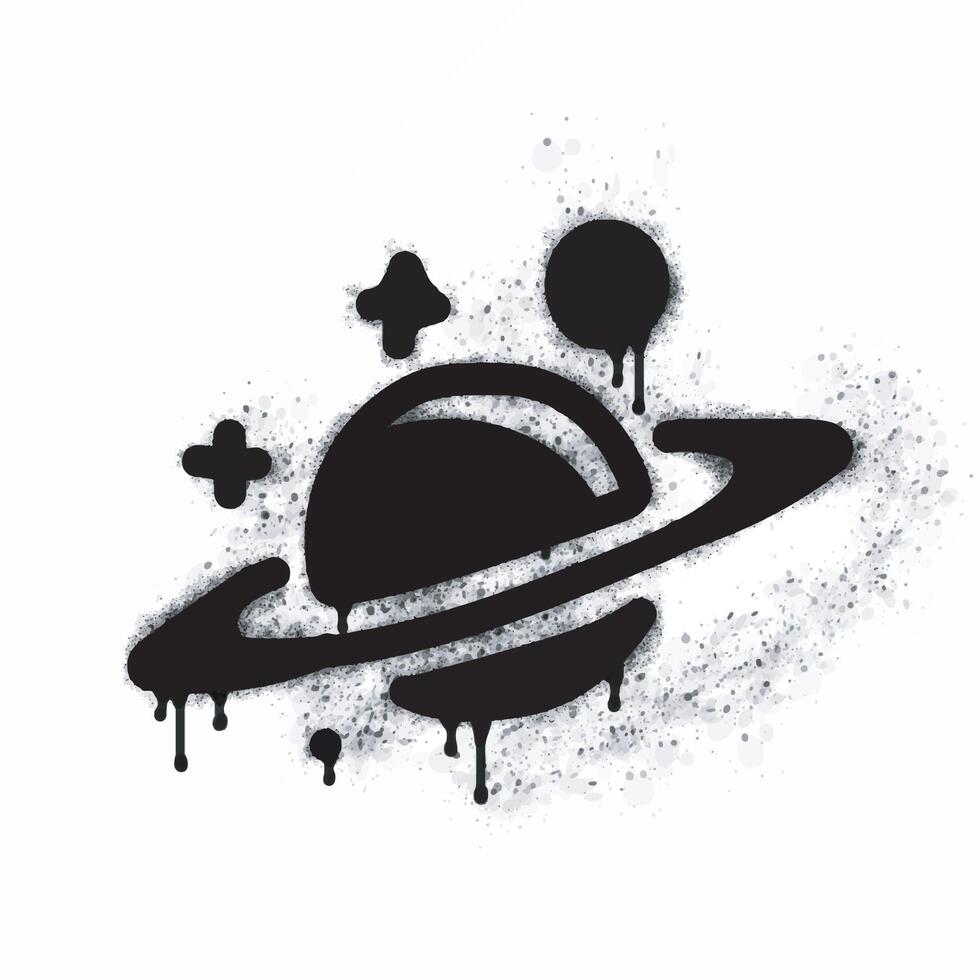 Graffiti space sign spray painted in black on white. Space symbol. Isolated on white background. vector