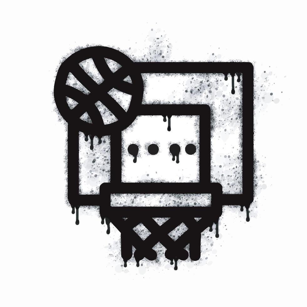 Spray painted graffiti basketball hoop sign in black on white. basketball hoop symbol. isolated on white background. vector